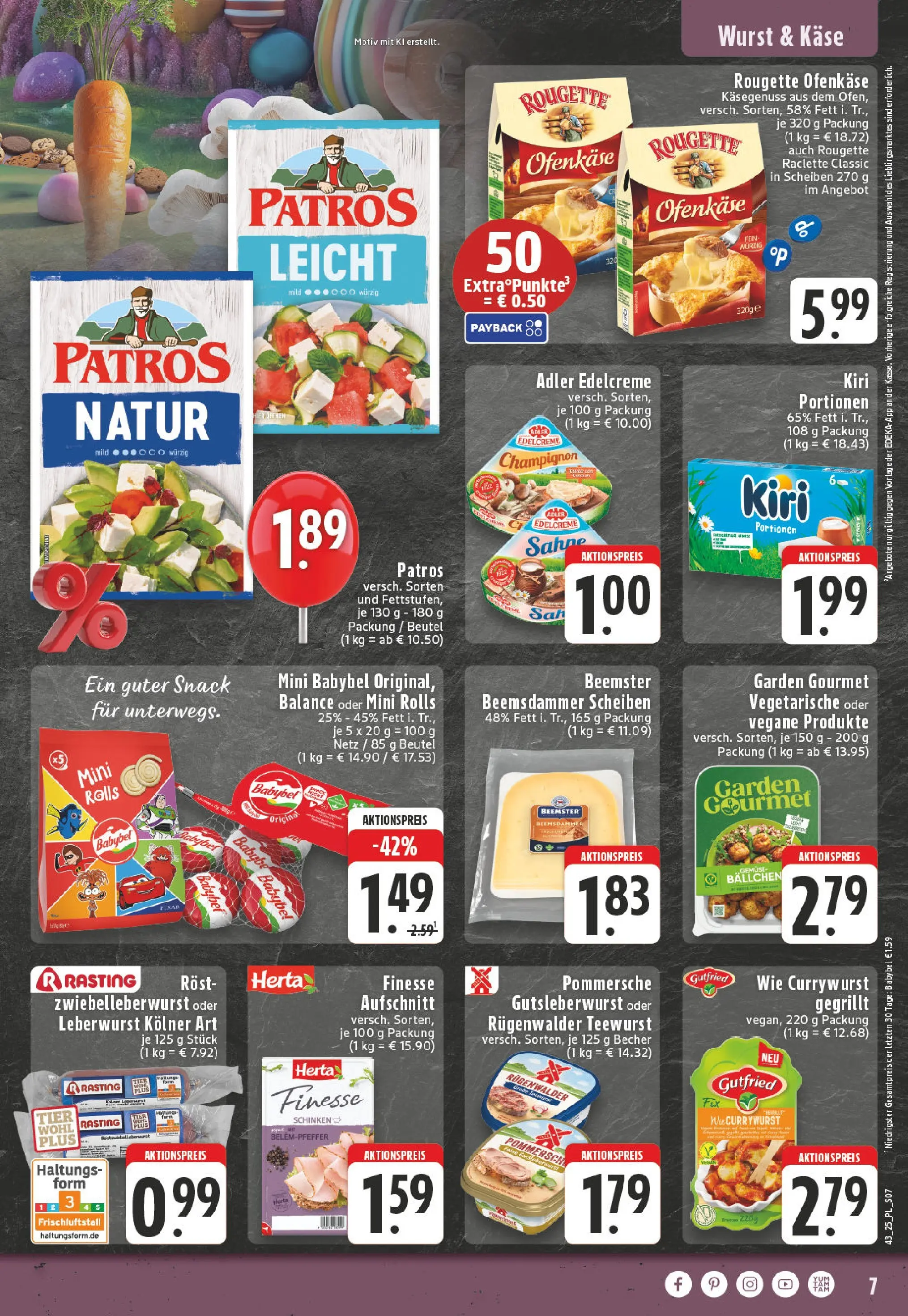 Edeka prospekt Bad Sassendorf	 (ab 19.10.2025) » Angebote Online | Seite: 7 | Produkte: Käse, Patros, Raclette, Sahne