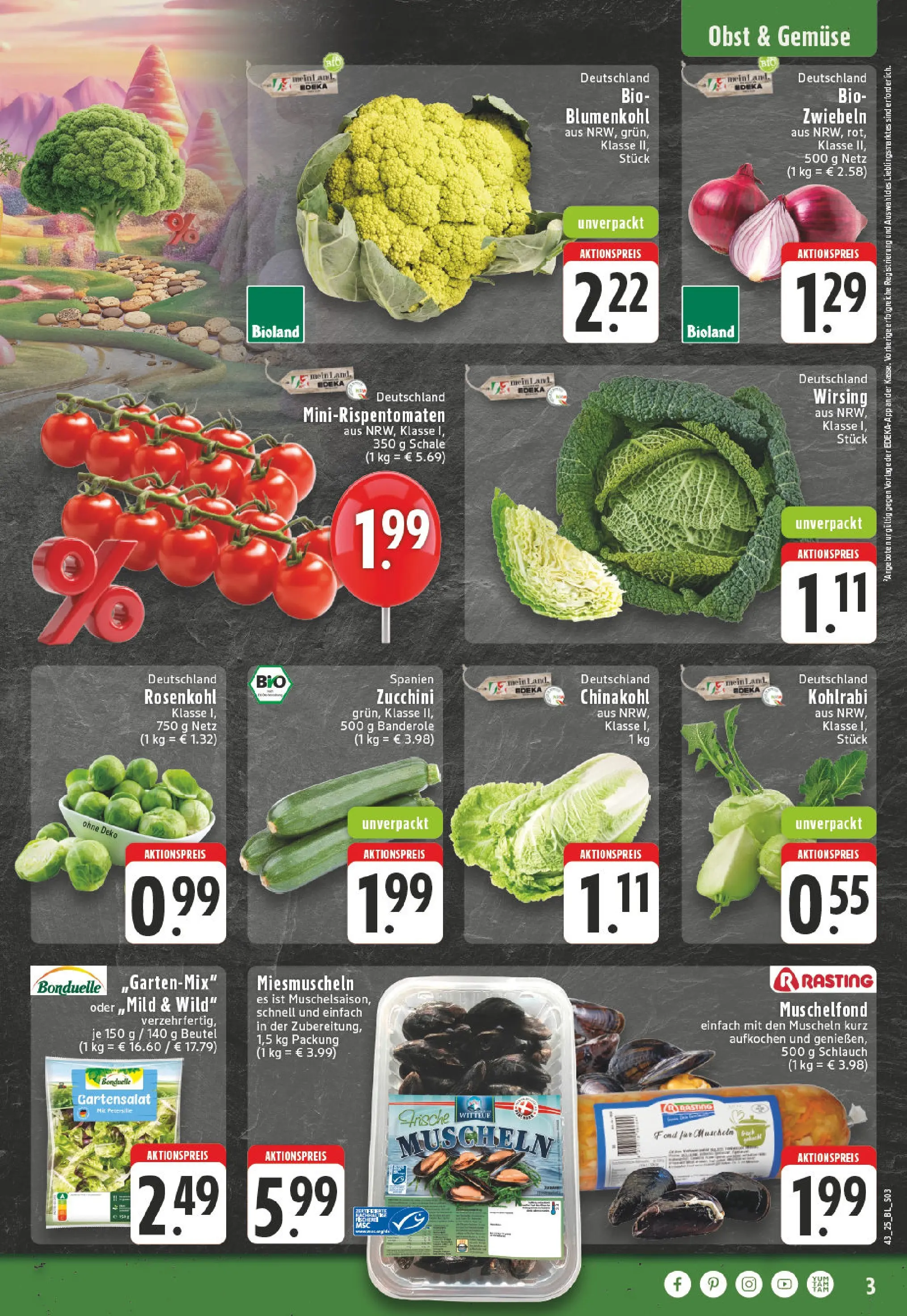 Edeka prospekt Solingen	 (ab 19.10.2025) » Angebote Online | Seite: 3 | Produkte: Obst, Chinakohl, Petersilie, Zucchini