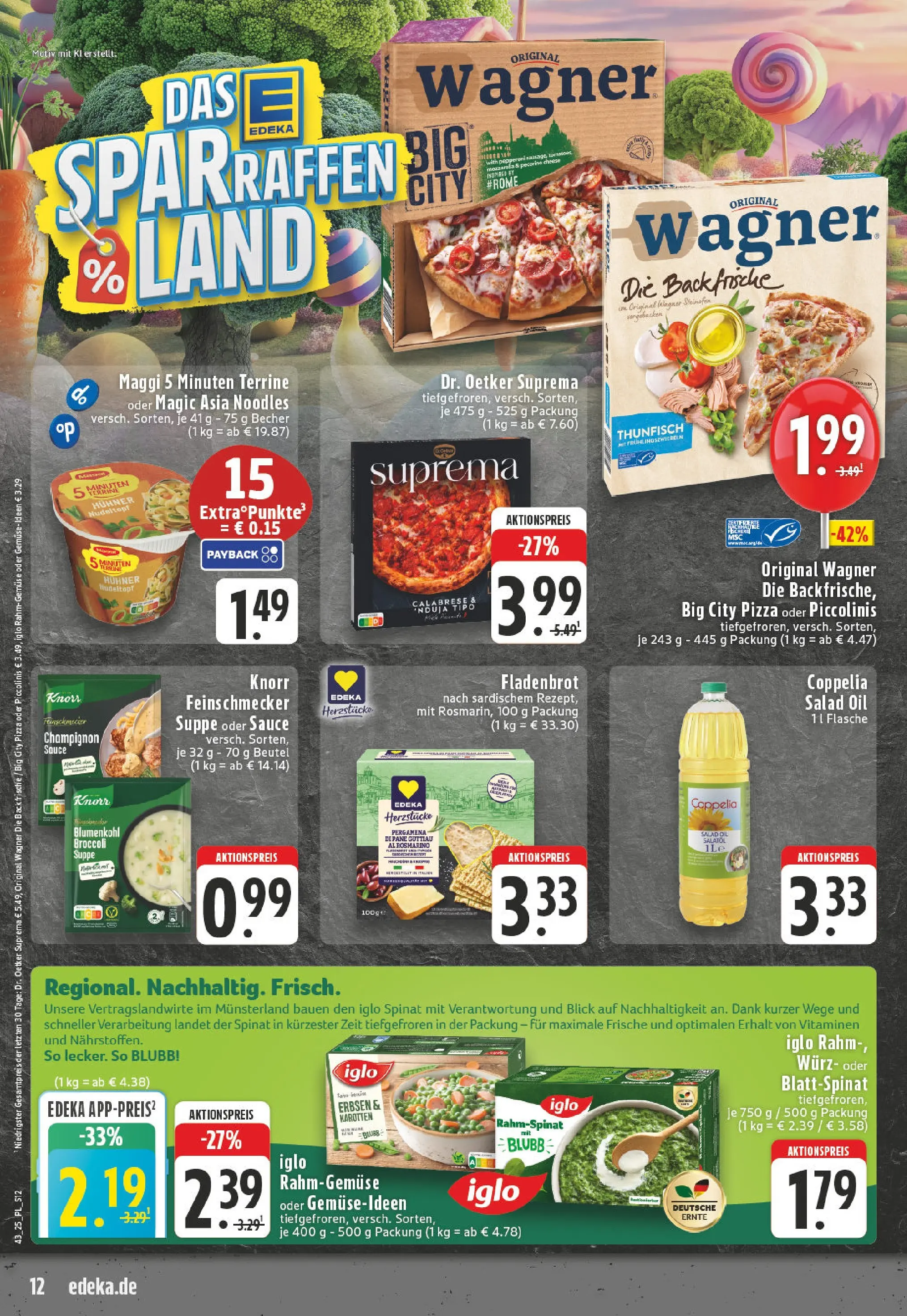 Edeka prospekt Bad Sassendorf	 (ab 19.10.2025) » Angebote Online | Seite: 12 | Produkte: Pane, Piccolinis, Erbsen, Maggi 5 minuten terrine