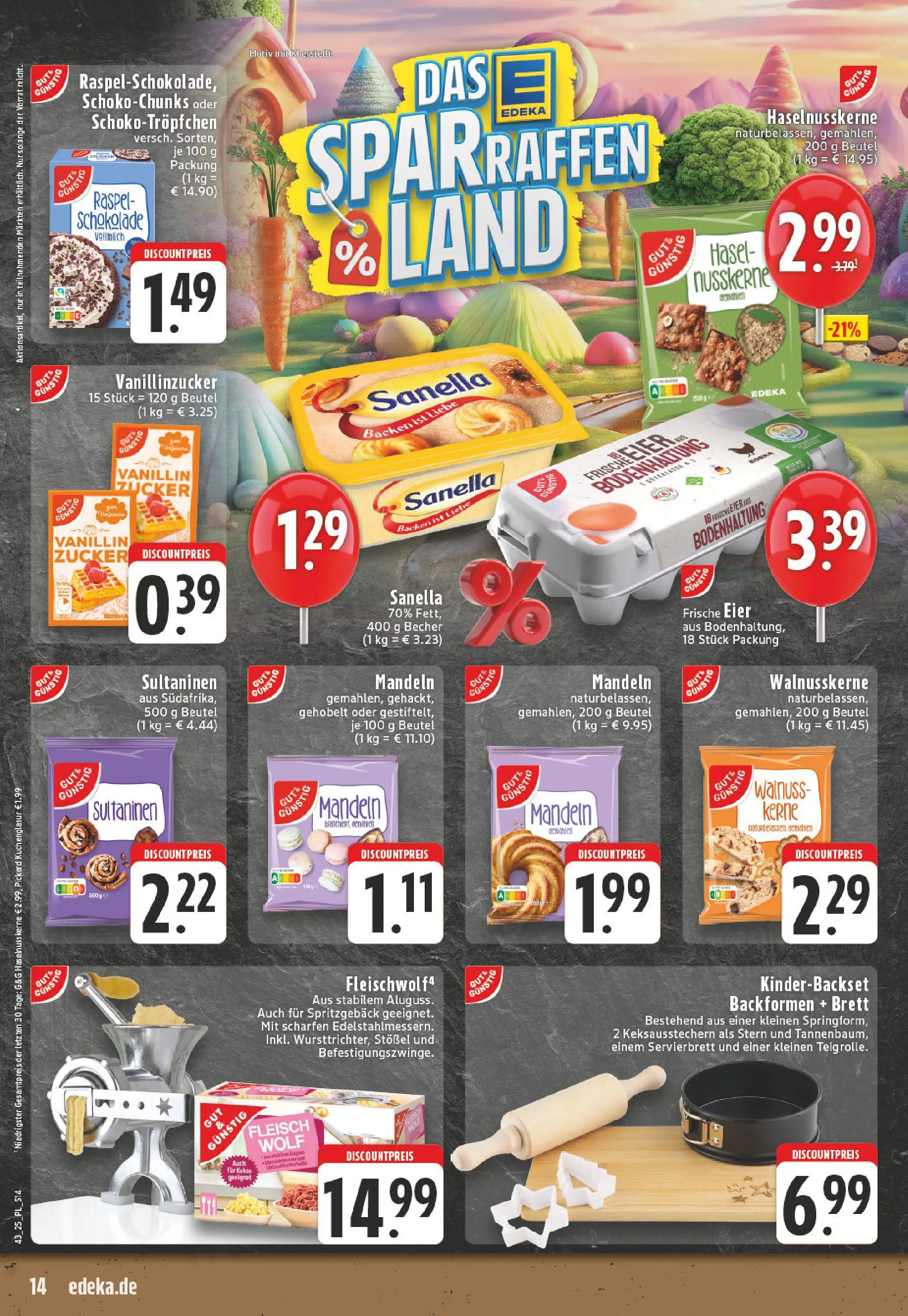 Edeka prospekt Bad Sassendorf	 (ab 19.10.2025) » Angebote Online | Seite: 14 | Produkte: Eier, Schokolade, Sanella, Kekse