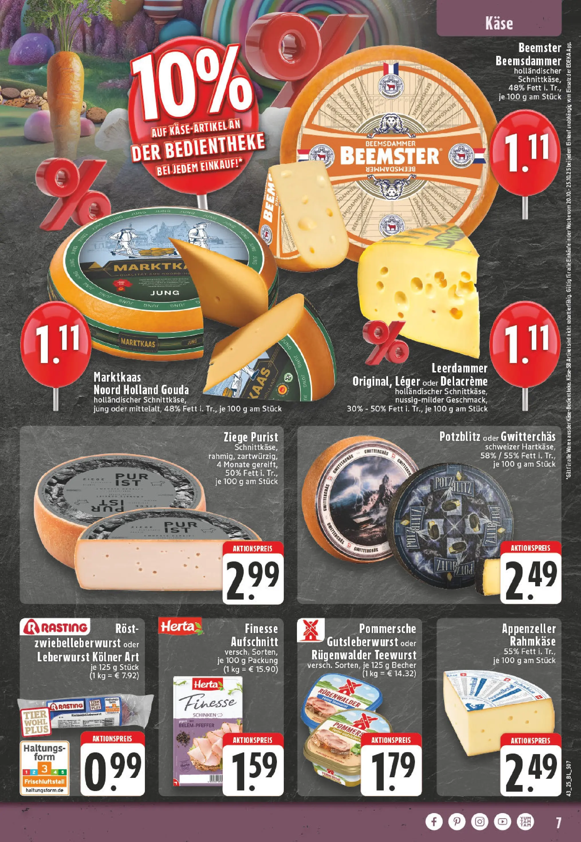 Edeka prospekt Solingen	 (ab 19.10.2025) » Angebote Online | Seite: 7 | Produkte: Käse, Gouda, Leerdammer, Schinken