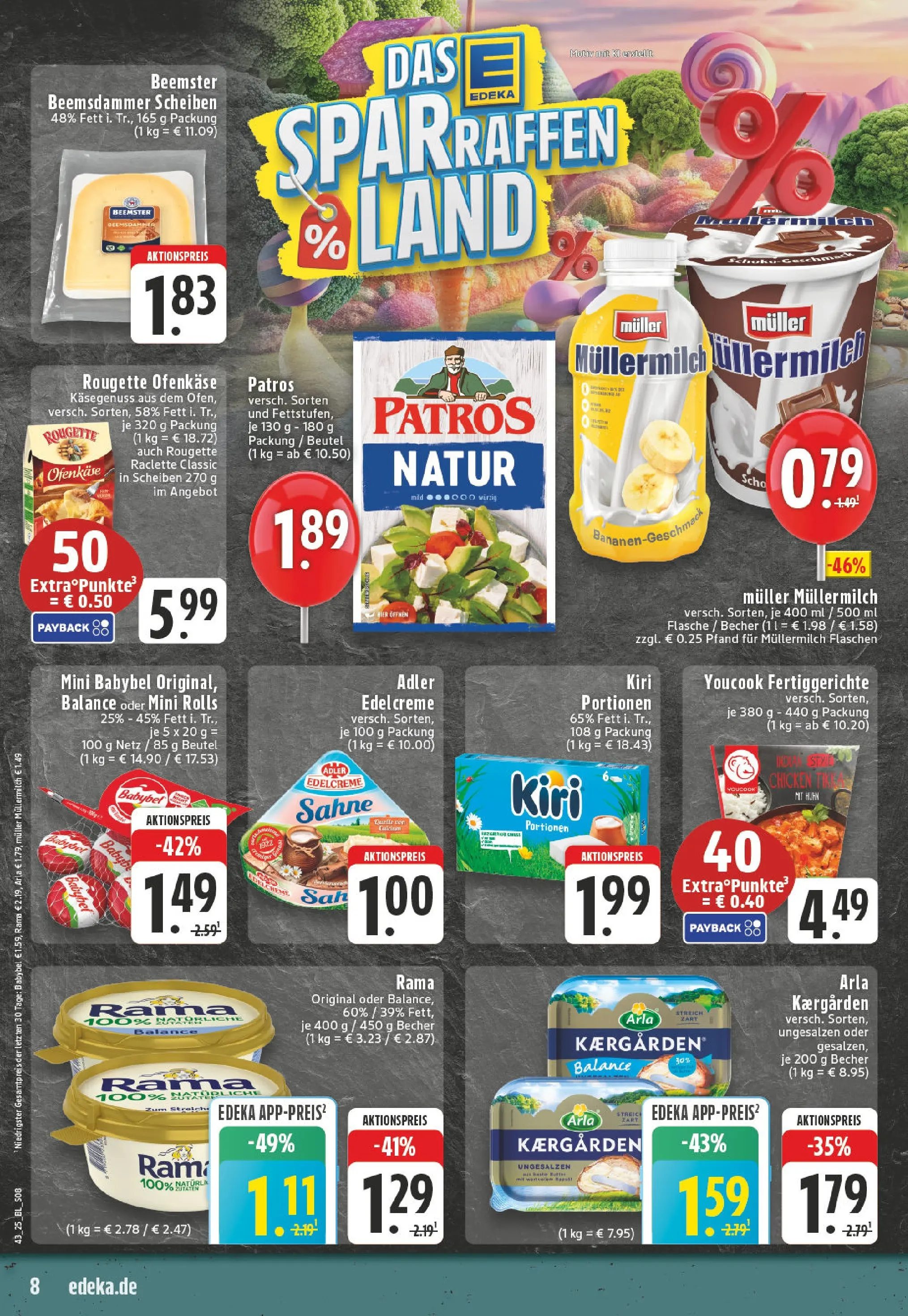 Edeka prospekt Solingen	 (ab 19.10.2025) » Angebote Online | Seite: 8 | Produkte: Rougette ofenkase, Patros, Raclette, Muller mullermilch