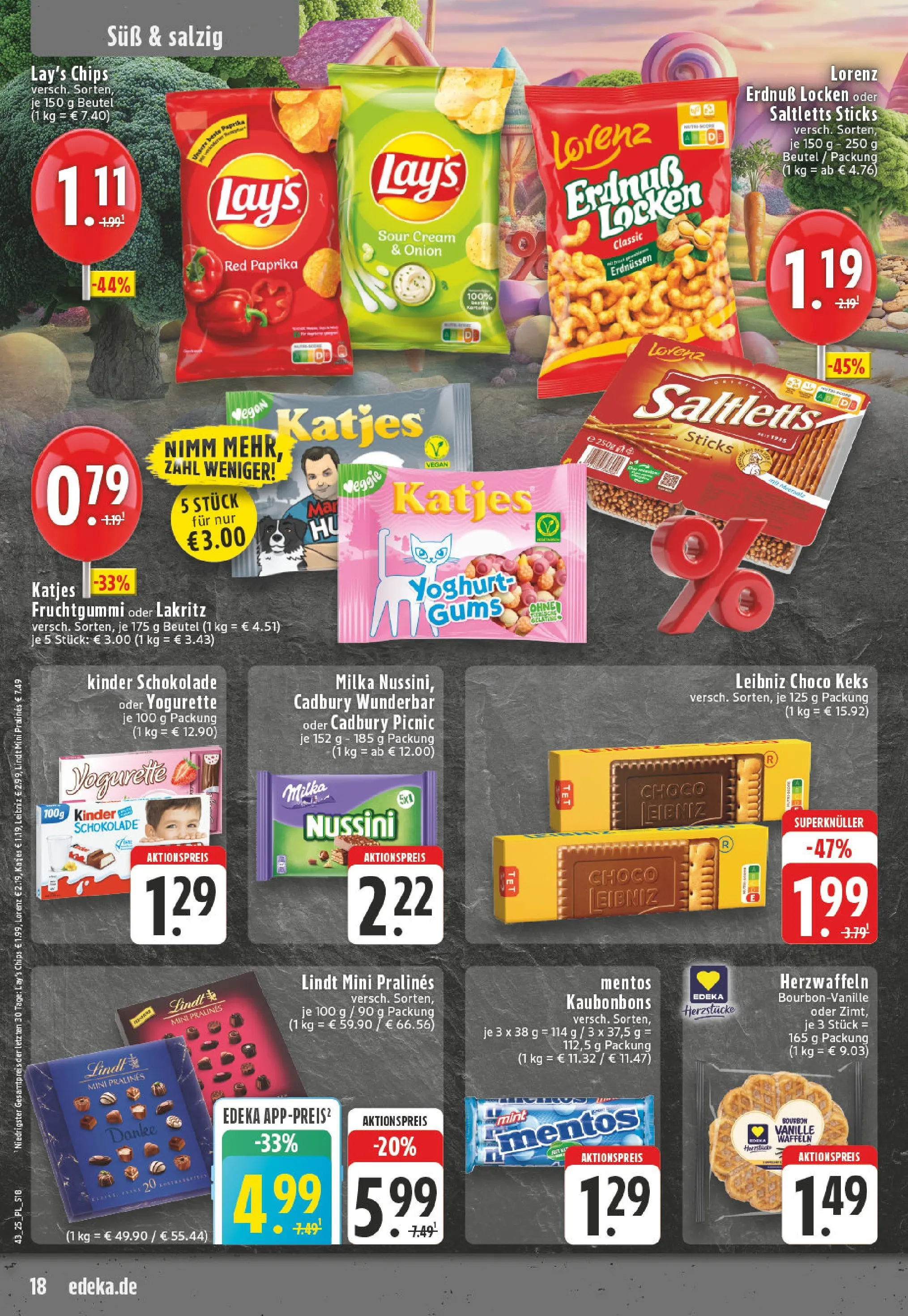 Edeka prospekt Bad Sassendorf	 (ab 19.10.2025) » Angebote Online | Seite: 18 | Produkte: Katjes, Milka, Waffeln, Chips