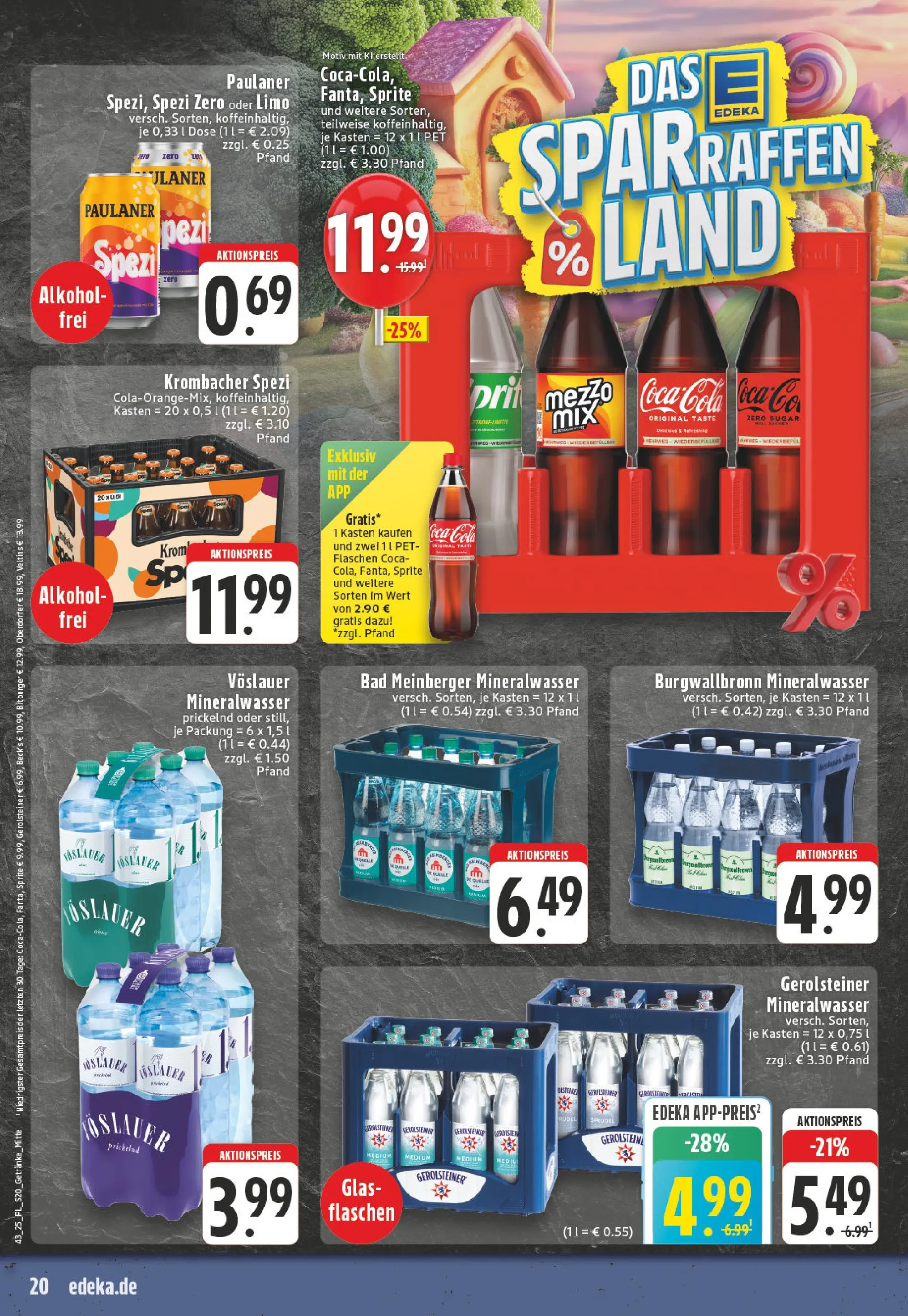 Edeka prospekt Bad Sassendorf	 (ab 19.10.2025) » Angebote Online | Seite: 20 | Produkte: Bitburger, Mineralwasser, Krombacher, Paulaner