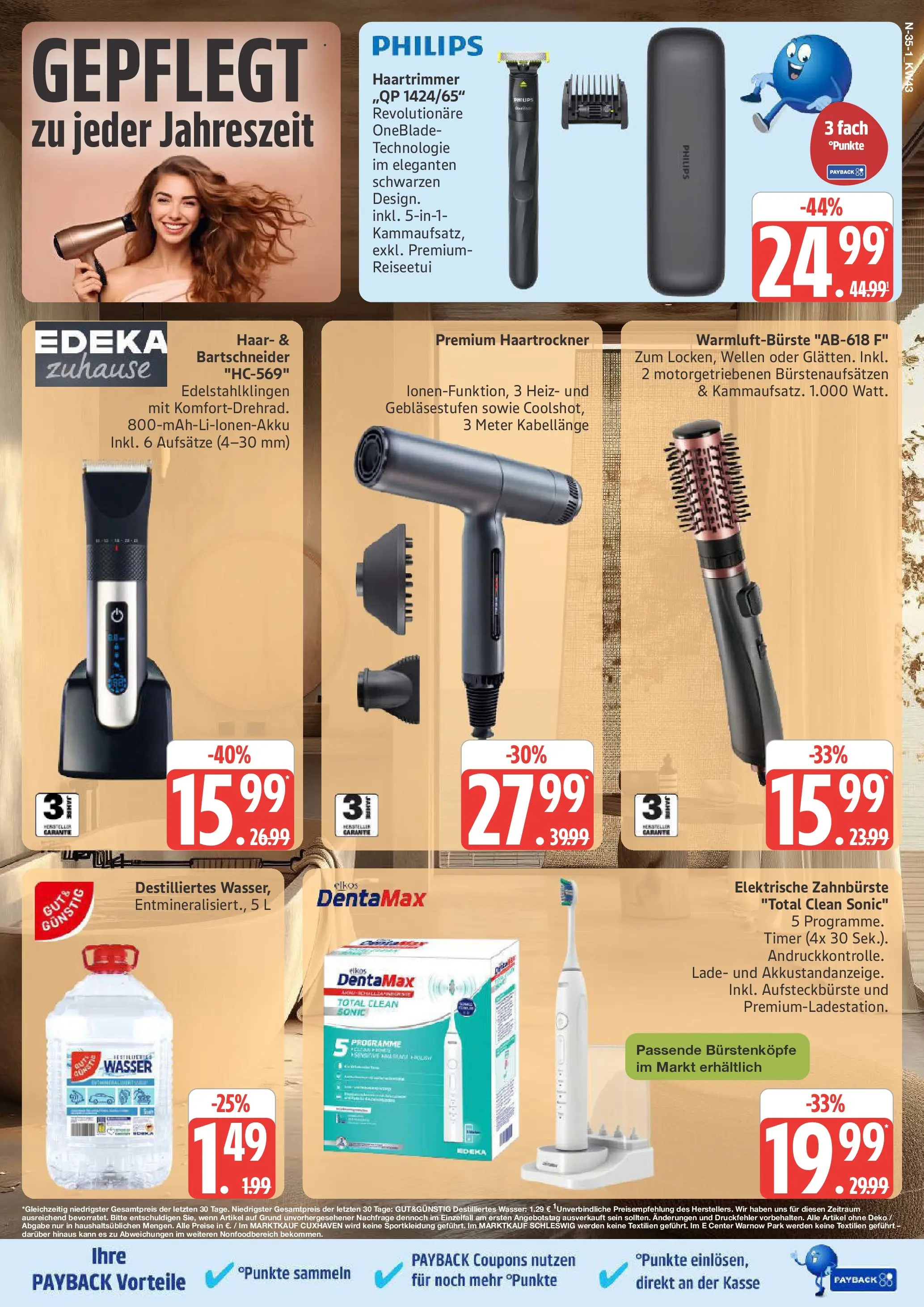 Marktkauf - Marktkauf: Wochenangebote (ab 19.10.2025) » Angebote online | Seite: 35 | Produkte: Philips, Haartrockner, Zahnbürste, Wasser