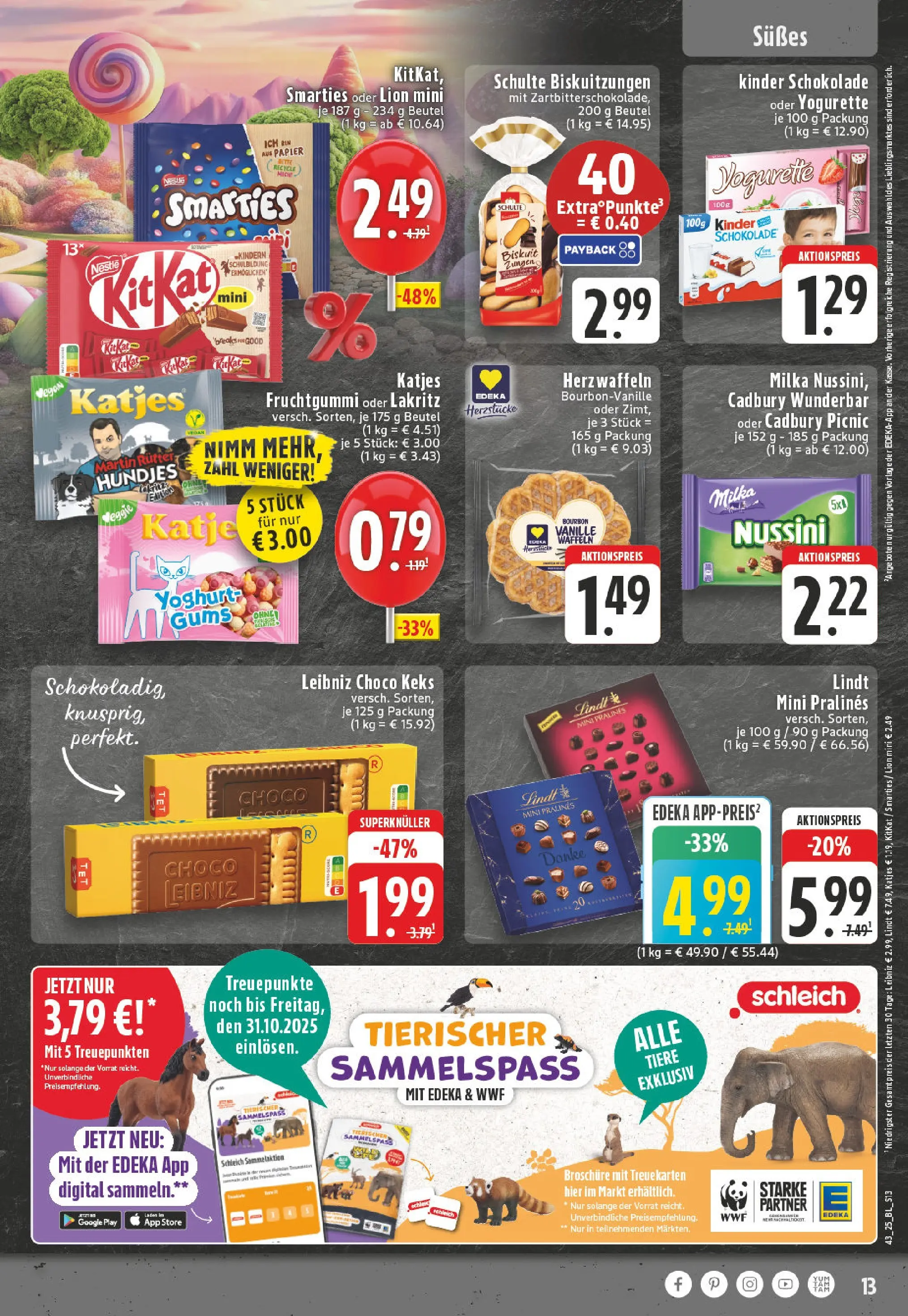 Edeka prospekt Solingen	 (ab 19.10.2025) » Angebote Online | Seite: 13 | Produkte: Kinder schokolade, Smarties, Katjes, Milka