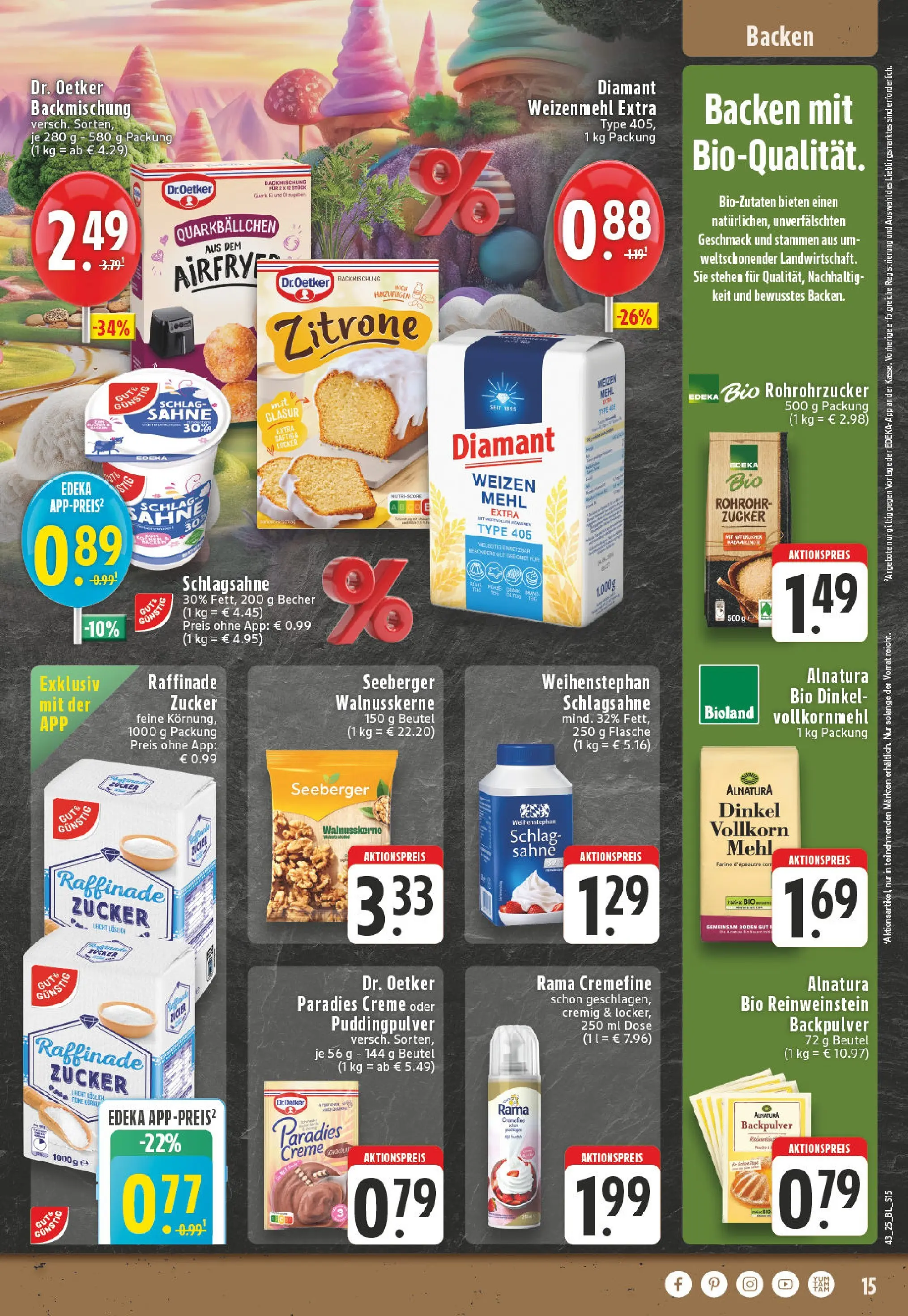 Edeka prospekt Solingen	 (ab 19.10.2025) » Angebote Online | Seite: 15 | Produkte: Rama, Schlagsahne, Creme, Zucker