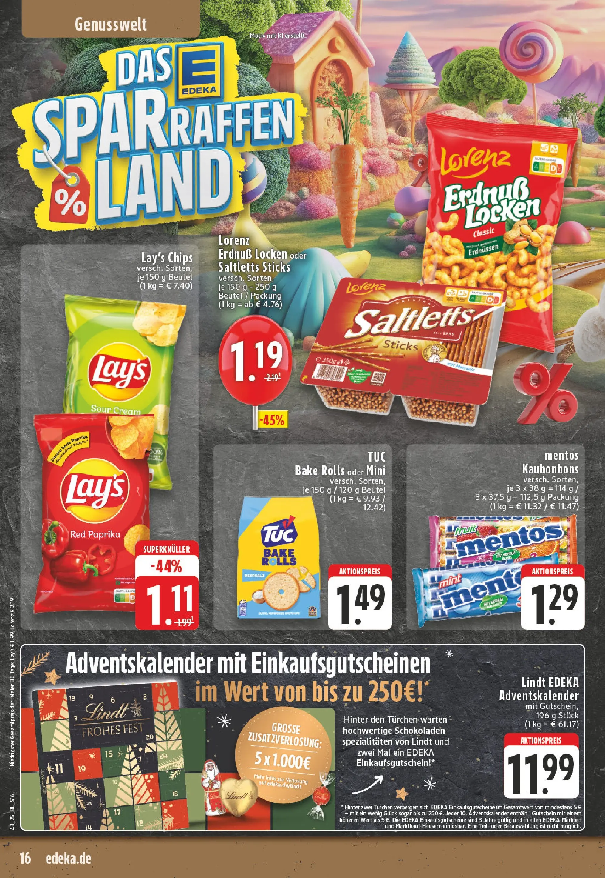 Edeka prospekt Solingen	 (ab 19.10.2025) » Angebote Online | Seite: 16 | Produkte: Paprika, Lindt, Chips