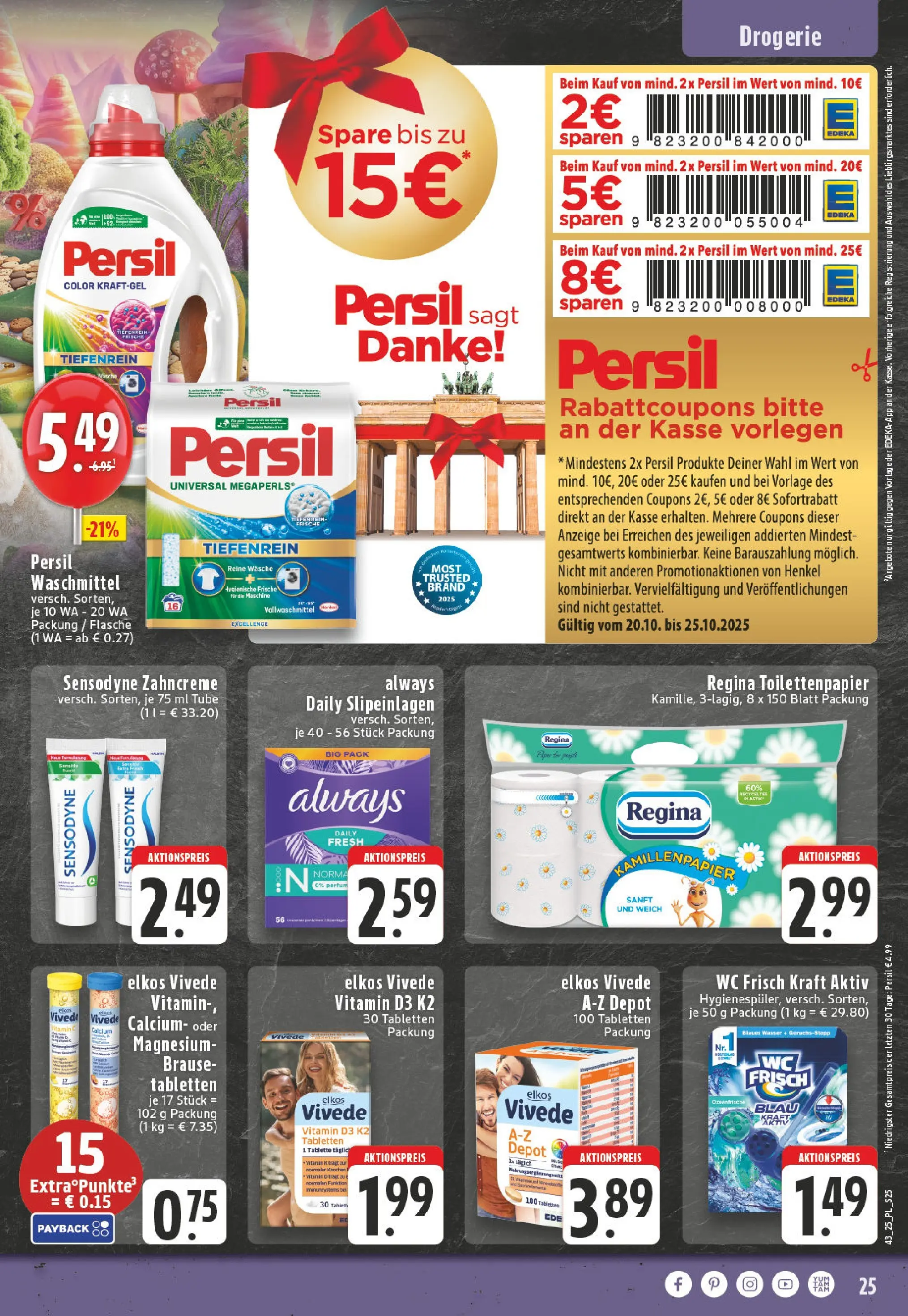 Edeka prospekt Bad Sassendorf	 (ab 19.10.2025) » Angebote Online | Seite: 25 | Produkte: Wasser, Waschmittel, Wc frisch, Toilettenpapier