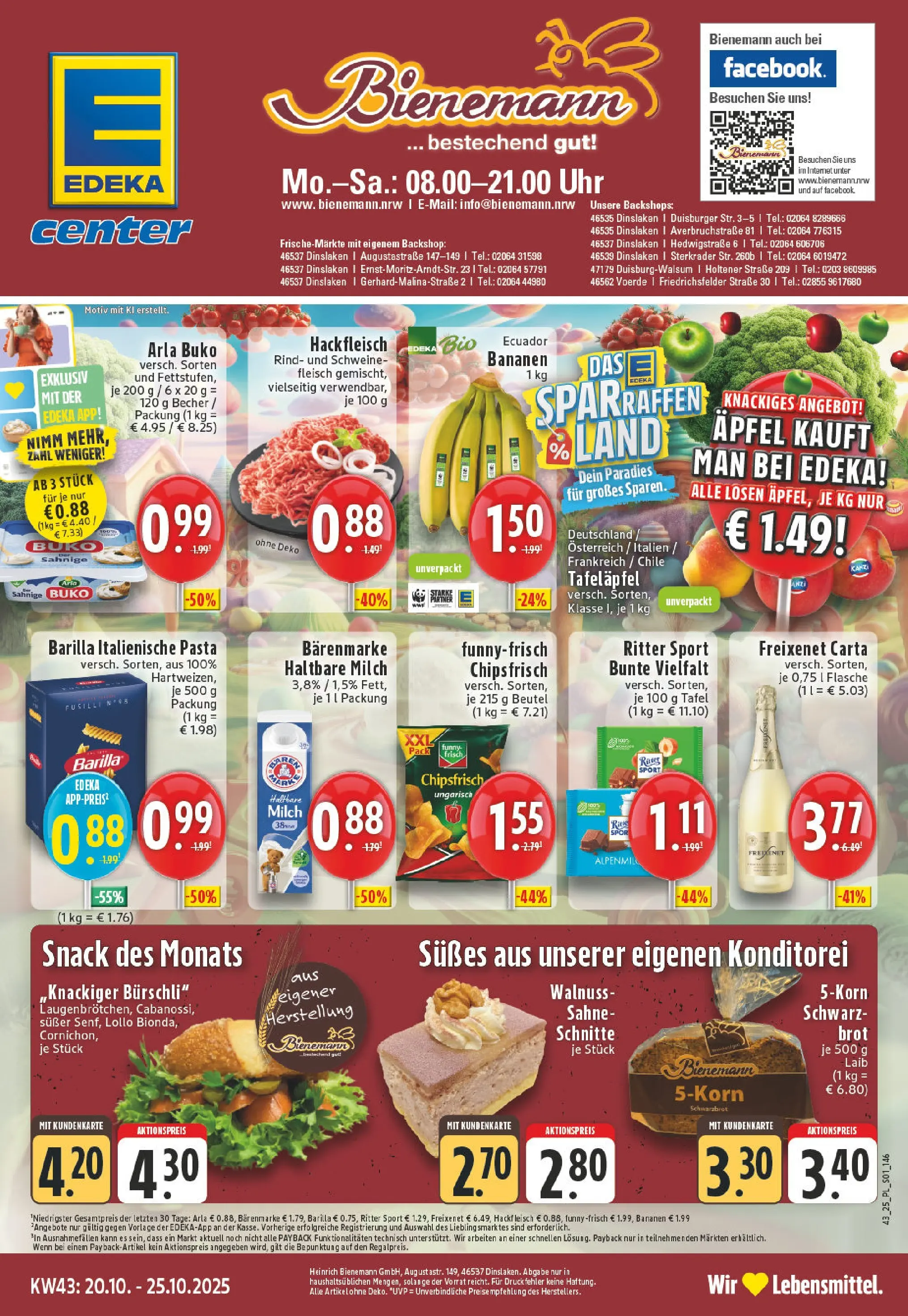 Edeka prospekt Dinslaken	 (ab 19.10.2025) » Angebote Online | Seite: 1 | Produkte: Freixenet, Haltbare milch, Schweinefleisch, Hackfleisch