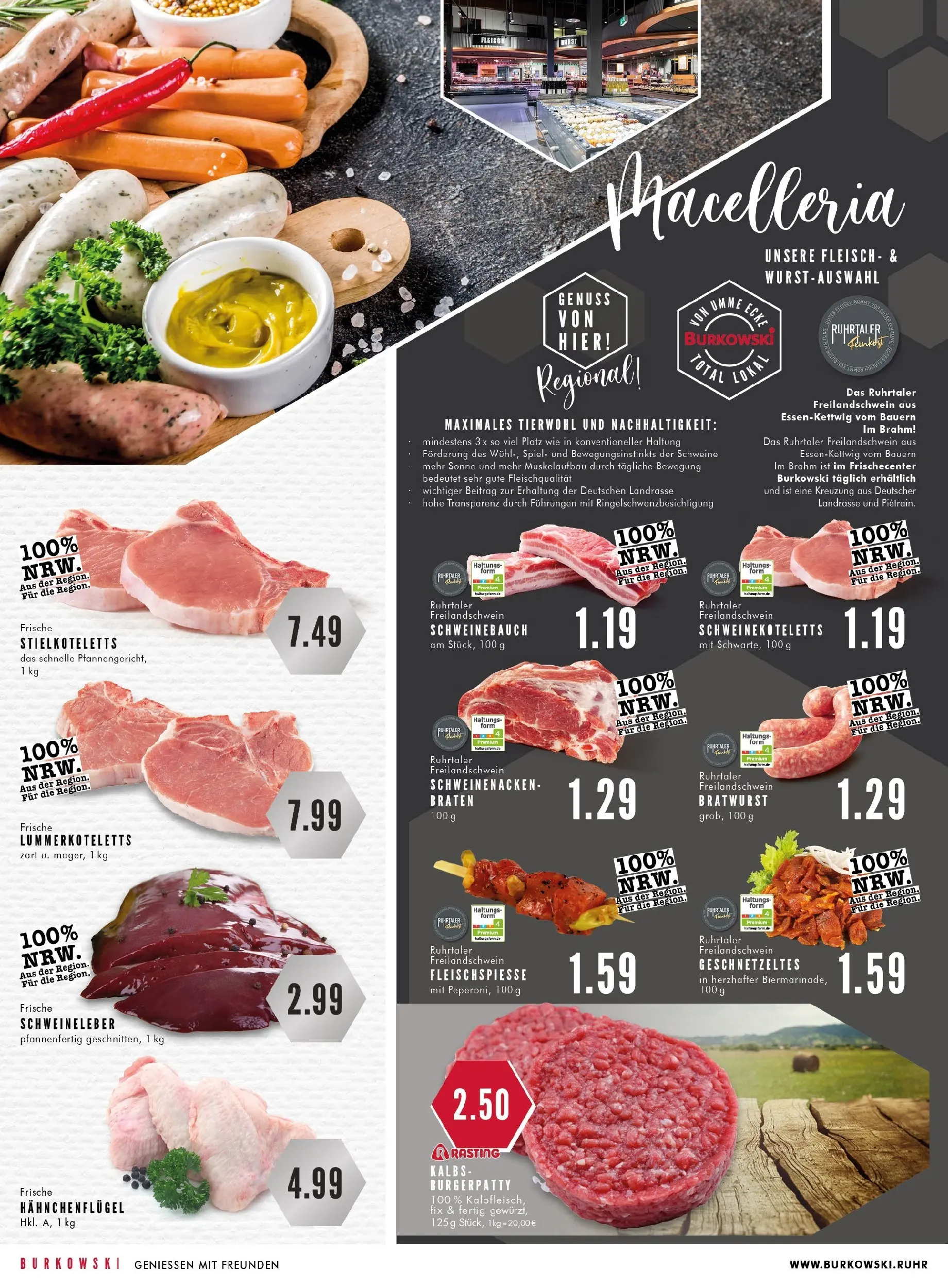 Edeka prospekt Essen	 (ab 20.10.2025) » Angebote Online | Seite: 4 | Produkte: Schweinebauch, Bratwurst, Wurst, Fleisch