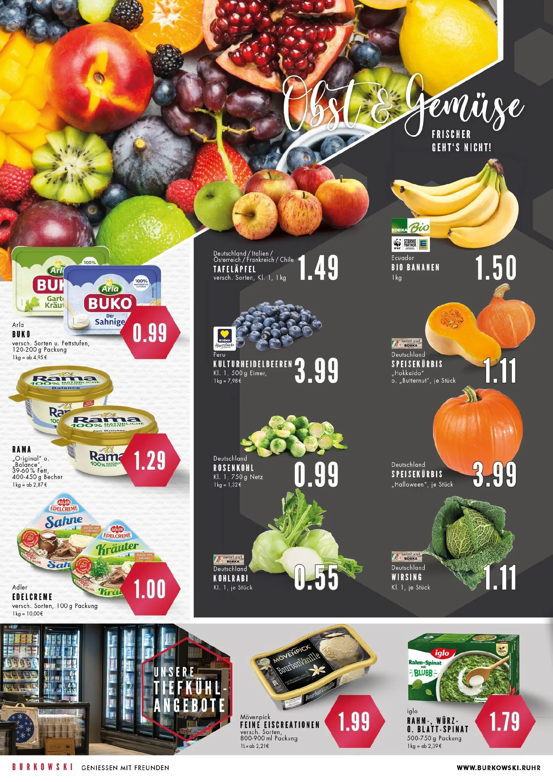 Edeka prospekt Essen	 (ab 20.10.2025) » Angebote Online | Seite: 6 | Produkte: Rama, Iglo, Kohlrabi, Bananen