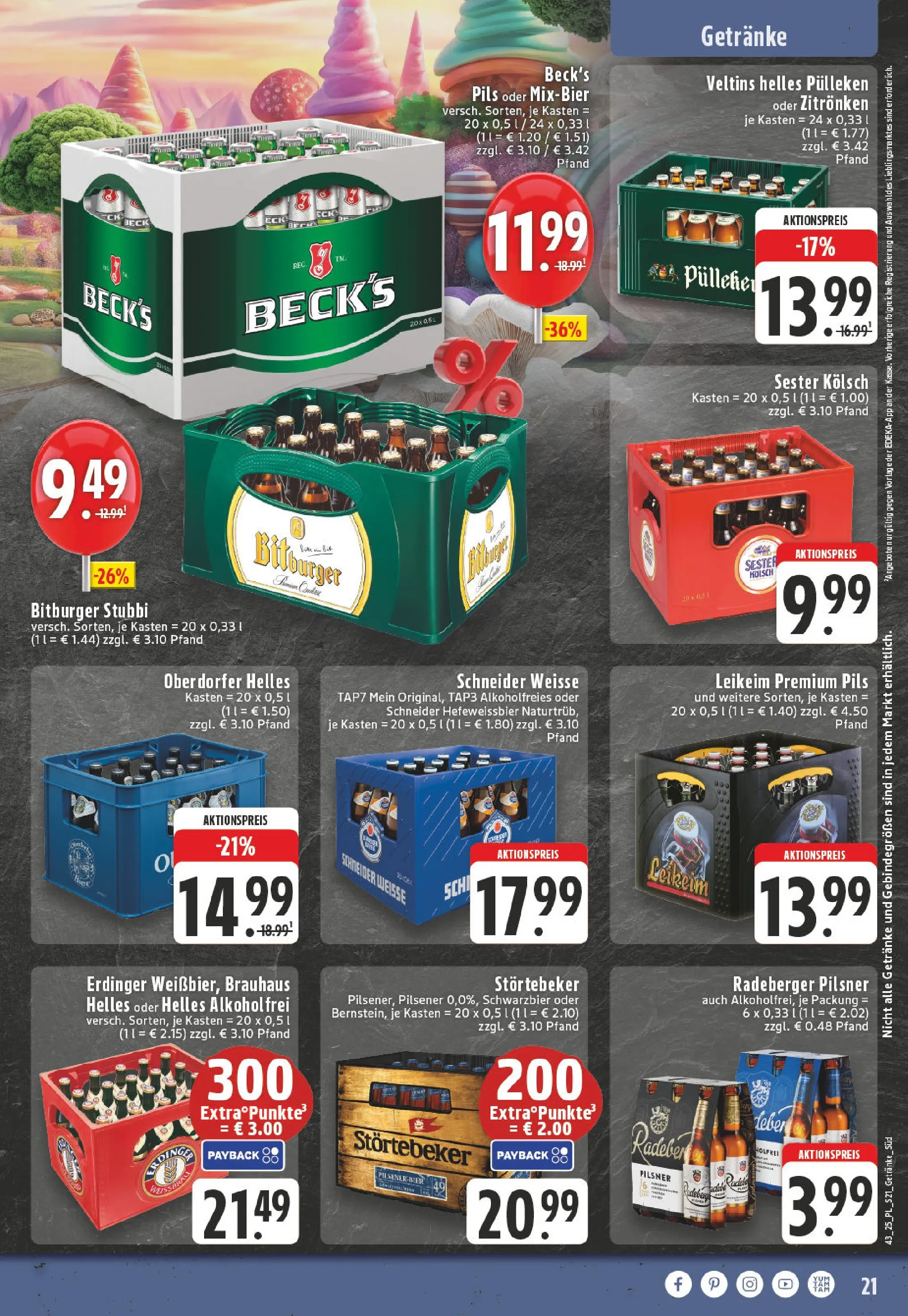 Edeka prospekt Bornheim	 (ab 19.10.2025) » Angebote Online | Seite: 21 | Produkte: Helles pulleken, Bitburger, Radeberger pilsner, Veltins