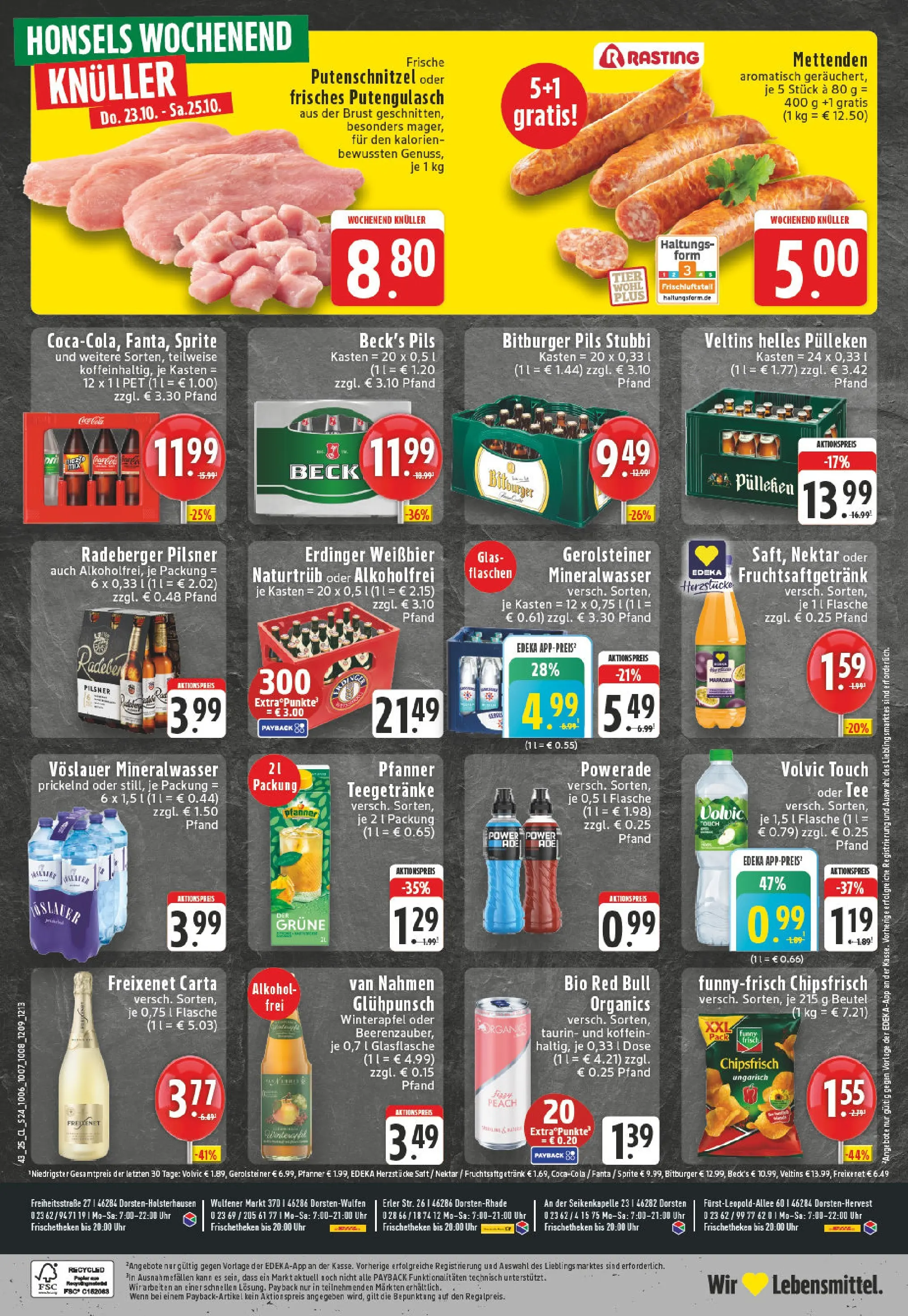 Edeka prospekt Dorsten	 (ab 19.10.2025) » Angebote Online | Seite: 24 | Produkte: Erdinger, Mineralwasser, Tee, Veltins