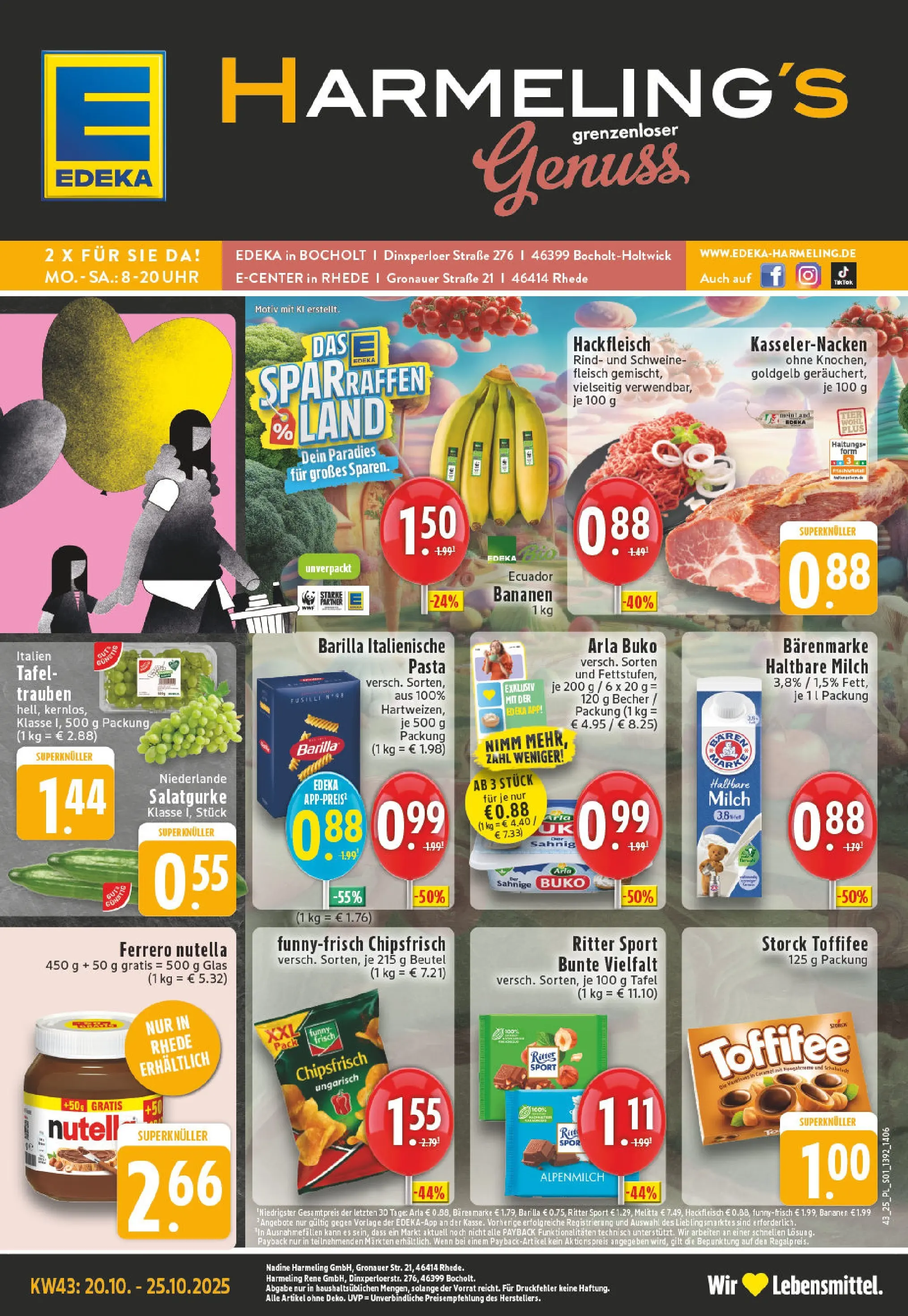 Edeka prospekt Bocholt - Holtwick	 (ab 19.10.2025) » Angebote Online | Seite: 1 | Produkte: Milch, Barilla, Haltbare milch, Hackfleisch