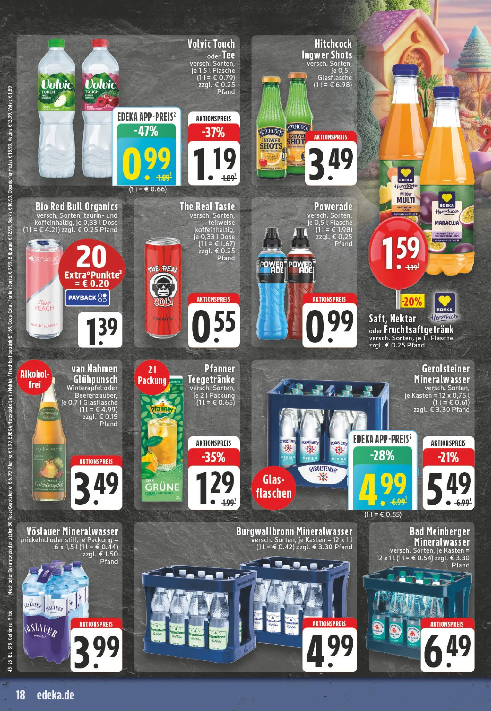 Edeka prospekt Datteln	 (ab 19.10.2025) » Angebote Online | Seite: 18 | Produkte: Saft, Tee, Volvic, Veltins
