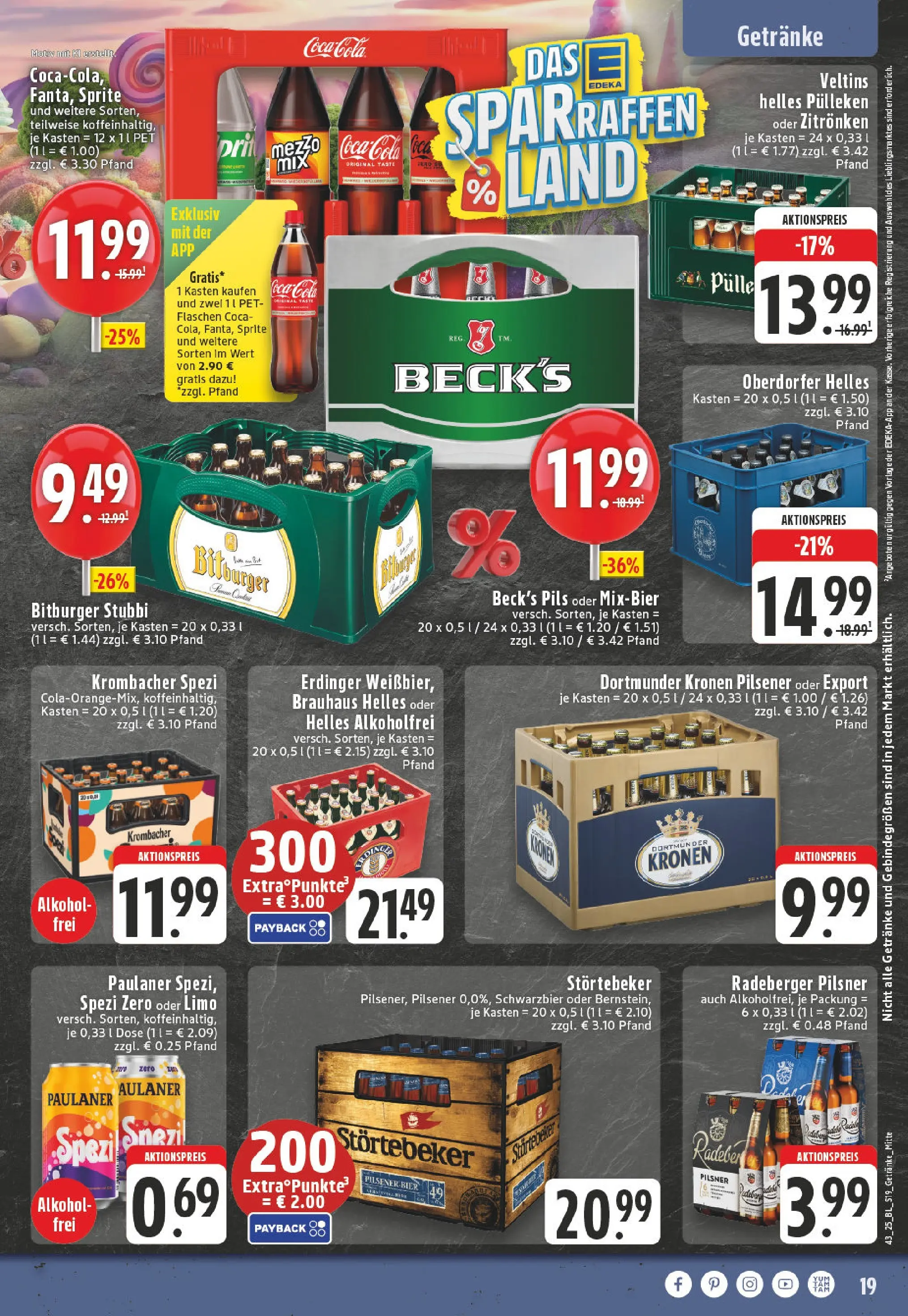 Edeka prospekt Datteln	 (ab 19.10.2025) » Angebote Online | Seite: 19 | Produkte: Helles pulleken, Coca cola, Sprite, Pils