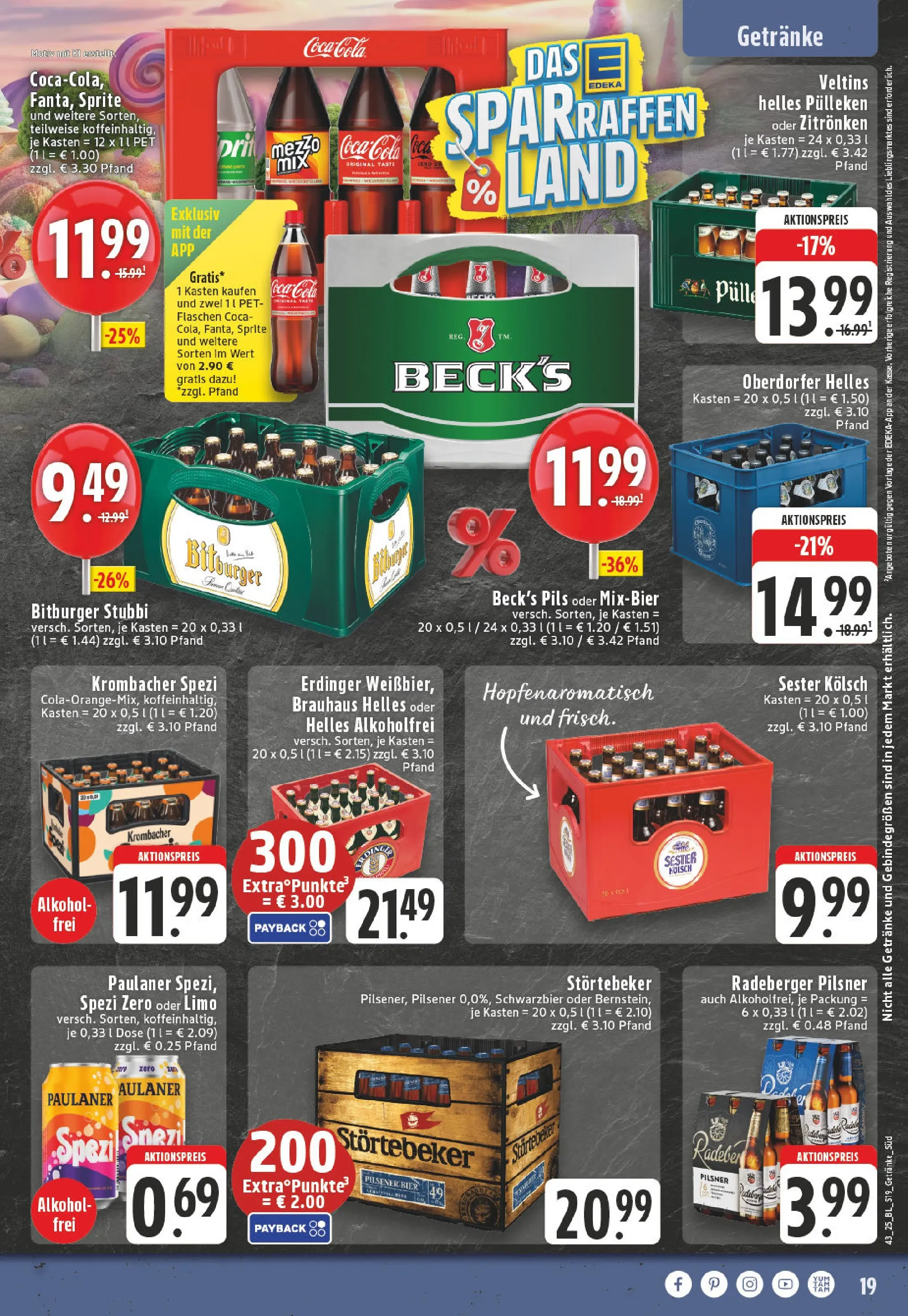 Edeka prospekt Köln-Sülz	 (ab 19.10.2025) » Angebote Online | Seite: 19 | Produkte: Coca cola, Sprite, Bier, Krombacher