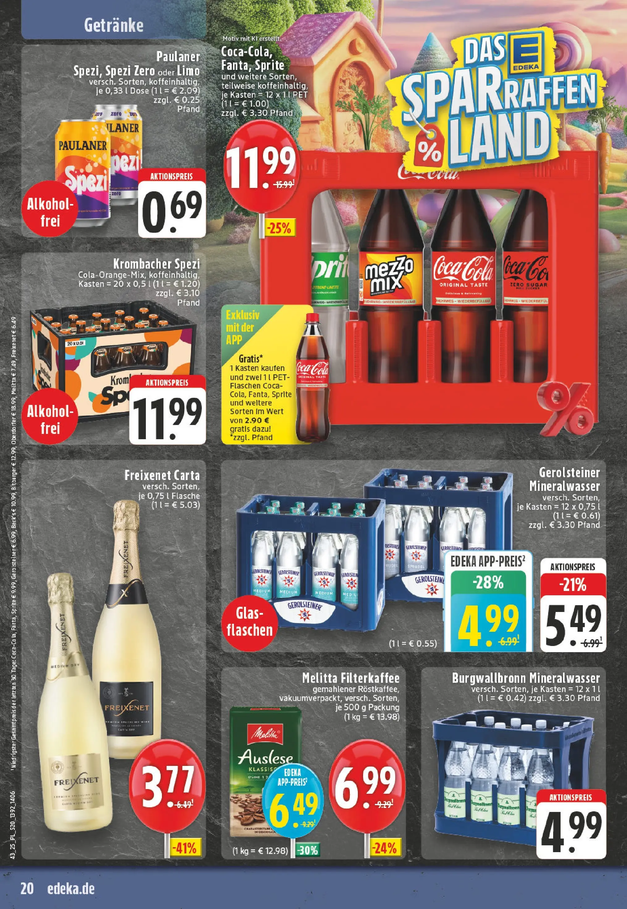 Edeka prospekt Bocholt - Holtwick	 (ab 19.10.2025) » Angebote Online | Seite: 20 | Produkte: Cola, Freixenet, Mineralwasser, Paulaner