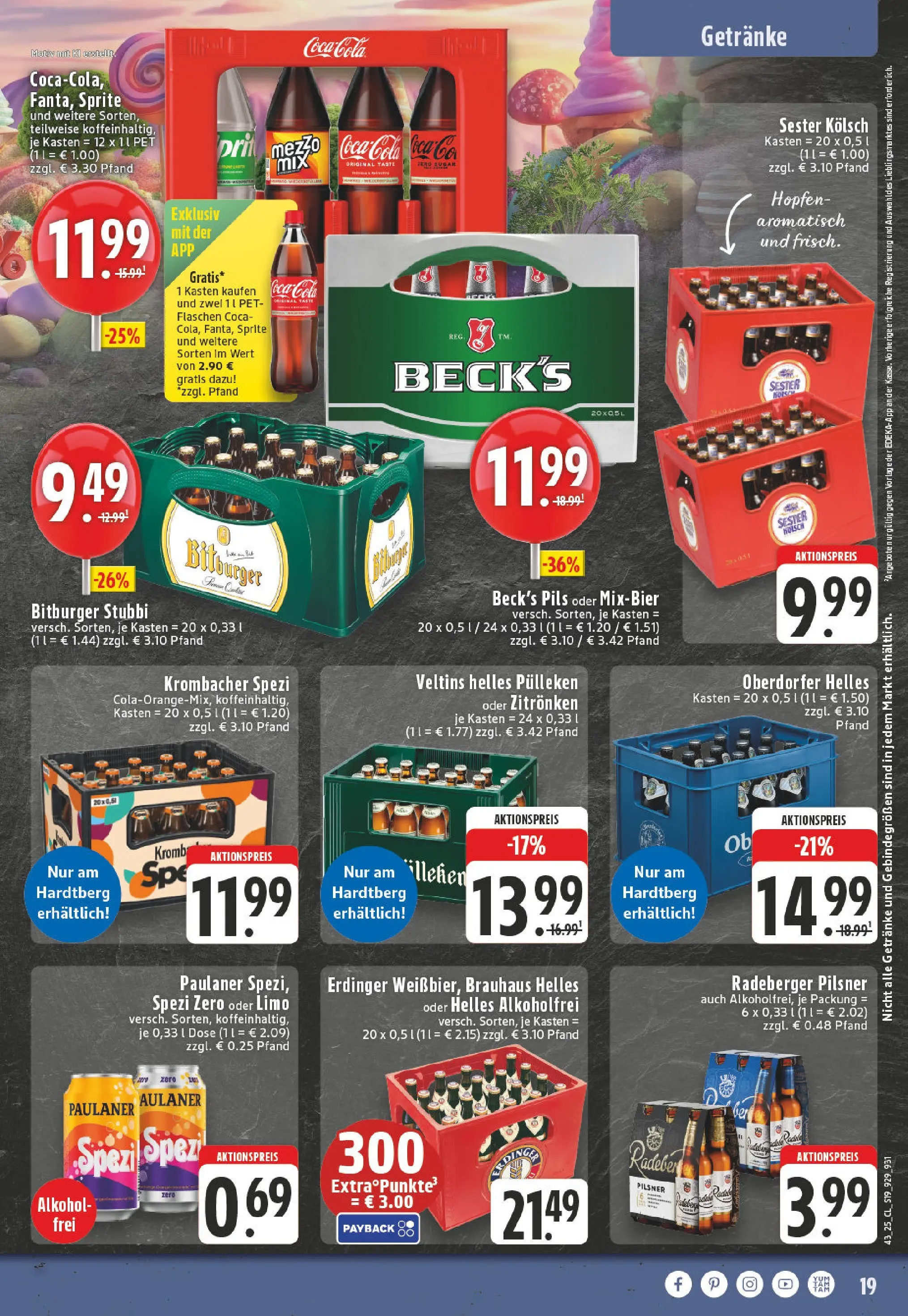 Edeka prospekt Bonn	 (ab 19.10.2025) » Angebote Online | Seite: 19 | Produkte: Bitburger, Erdinger, Pils, Veltins