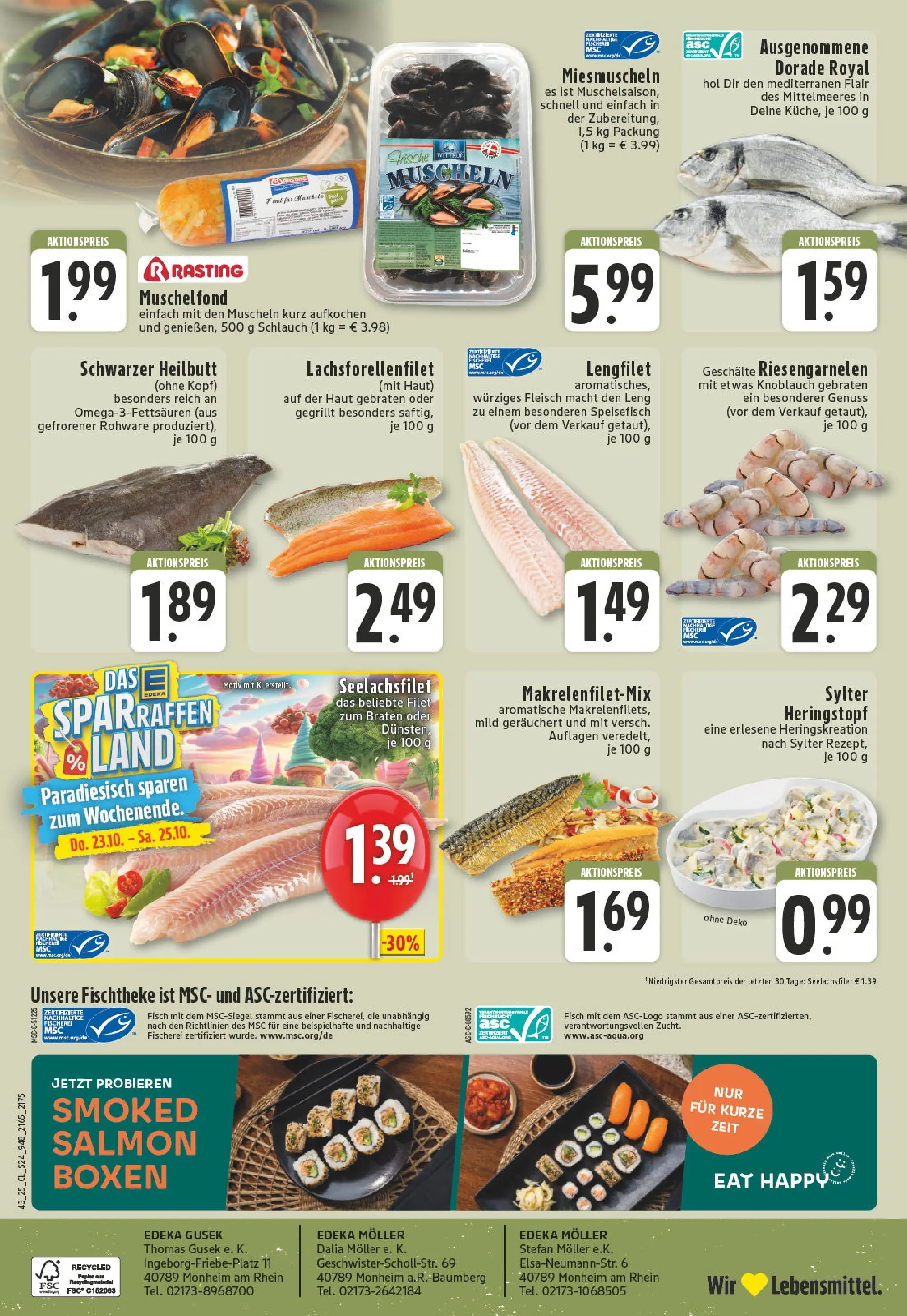Edeka prospekt Monheim-Baumberg	 (ab 19.10.2025) » Angebote Online | Seite: 24 | Produkte: Box, Fisch, Knoblauch, Fleisch