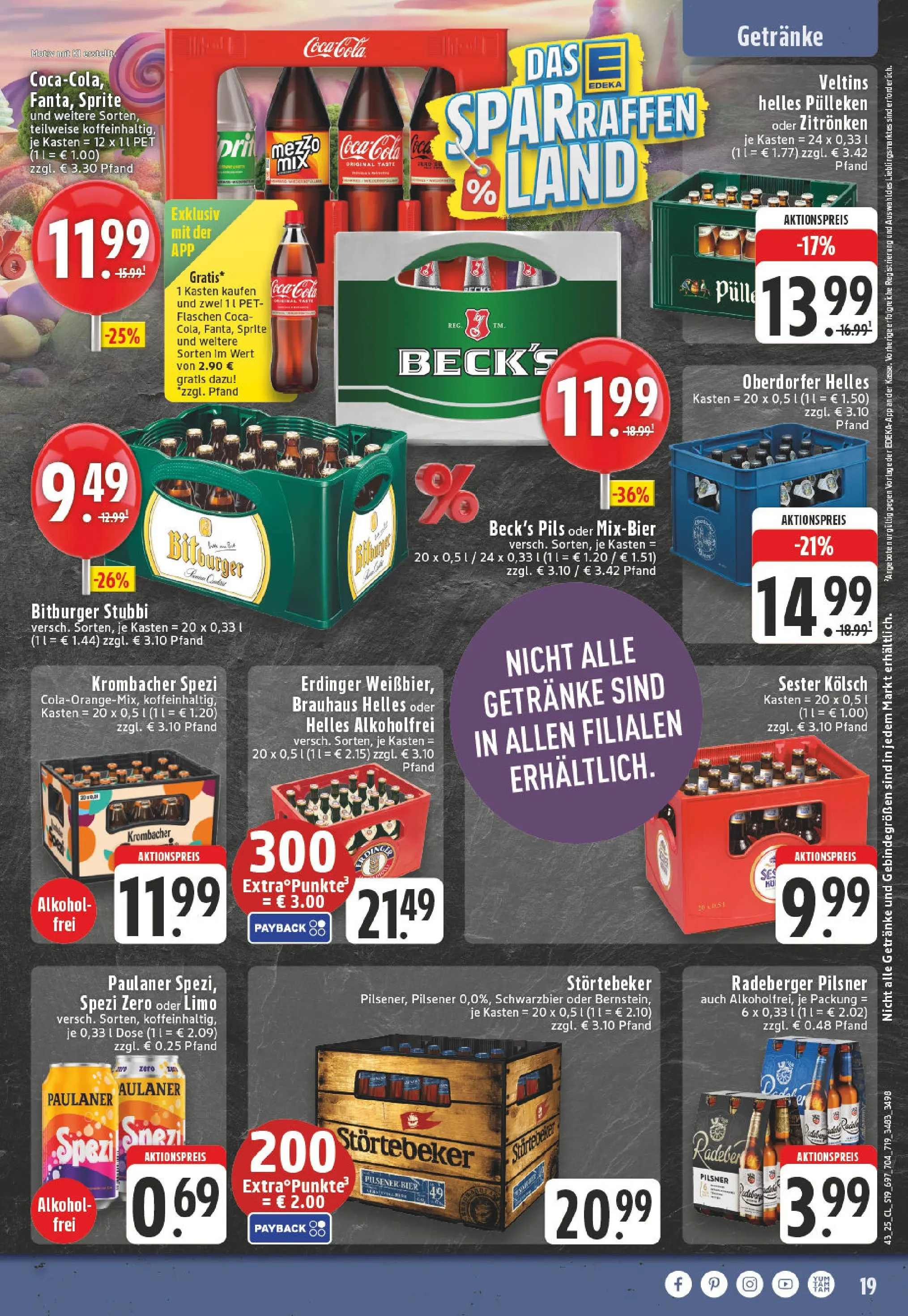 Edeka prospekt Bonn	 (ab 19.10.2025) » Angebote Online | Seite: 19 | Produkte: Bitburger, Coca cola, Veltins, Radio