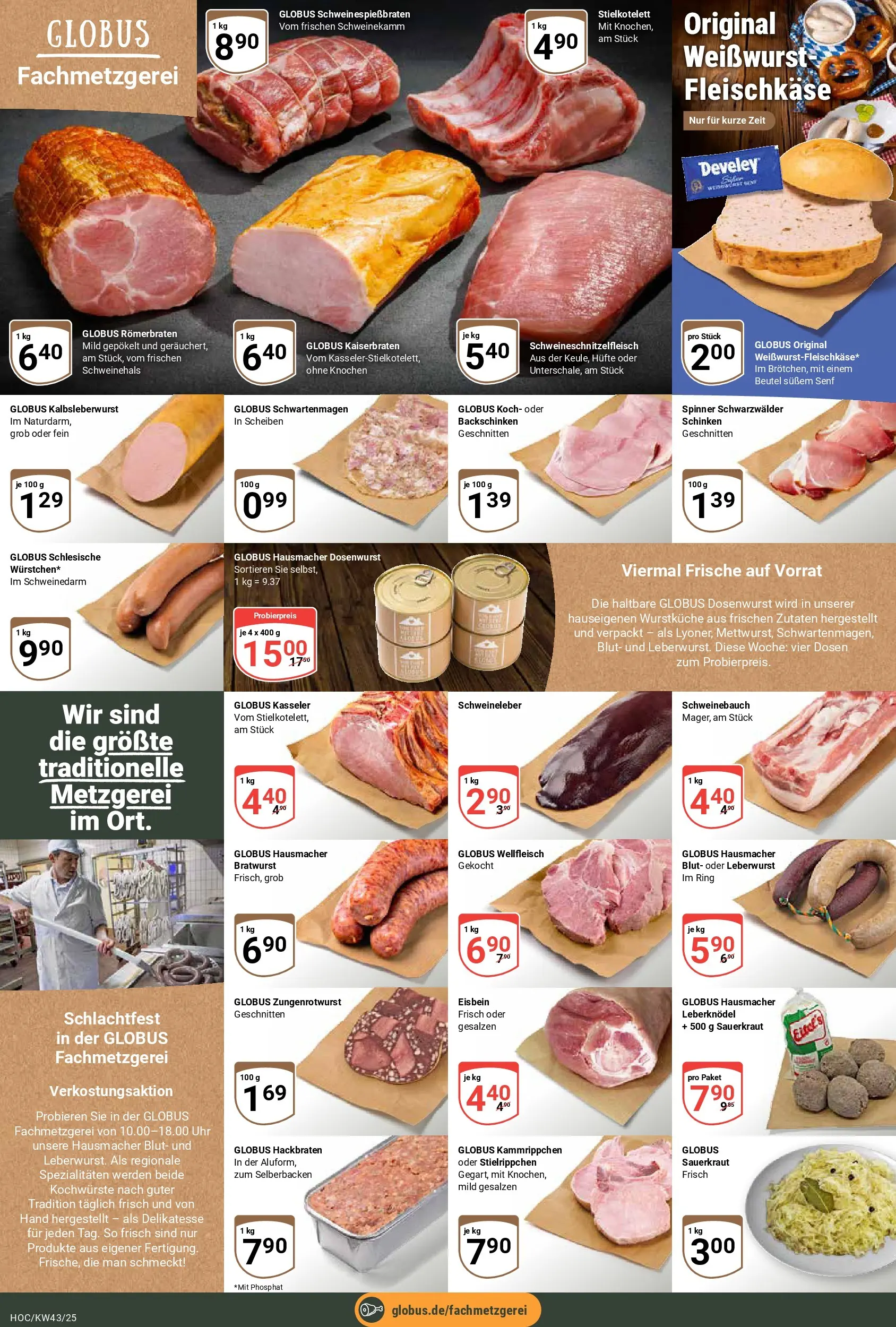 Globus prospekt Hockenheim	 (ab 19.10.2025) » Angebote online | Seite: 10 | Produkte: Bratwurst, Weißwurst, Schinken, Uhr