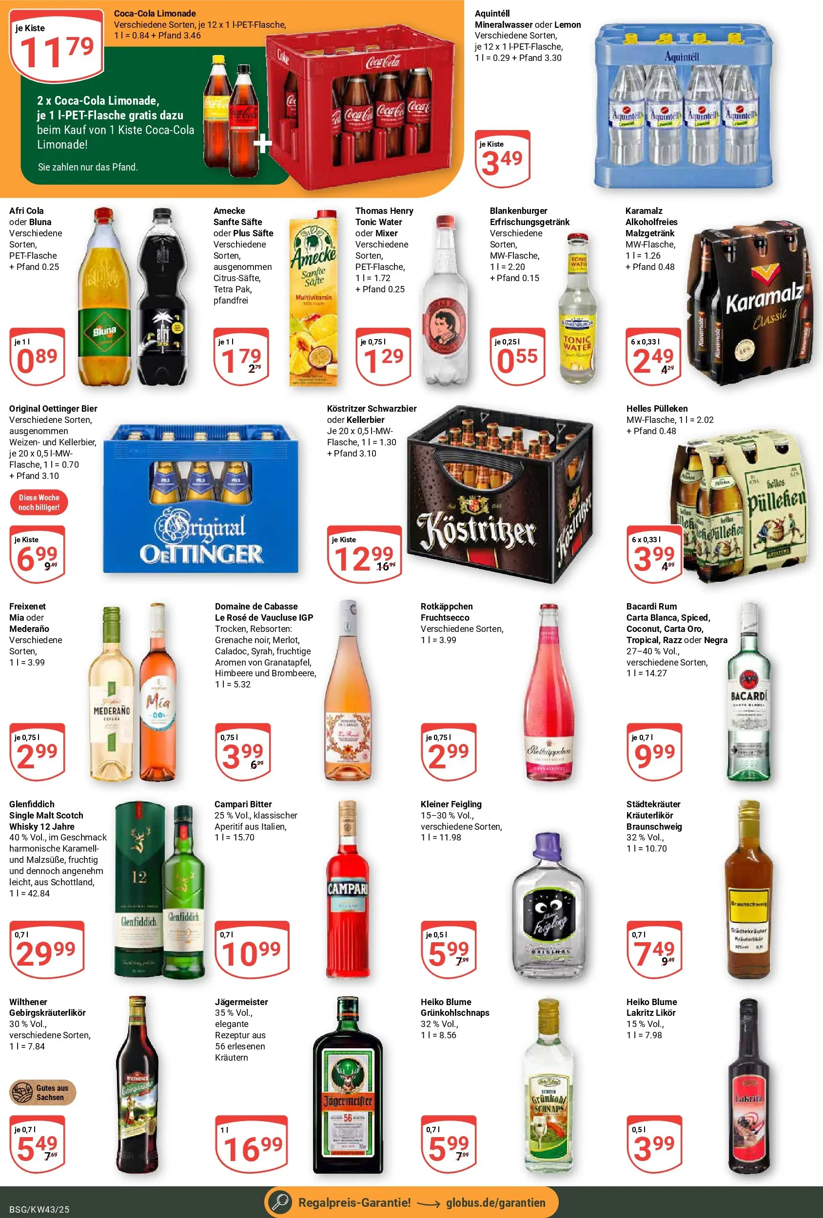 Globus prospekt Braunschweig	 (ab 19.10.2025) » Angebote online | Seite: 5 | Produkte: Bacardi, Cola, Oettinger, Rotkäppchen