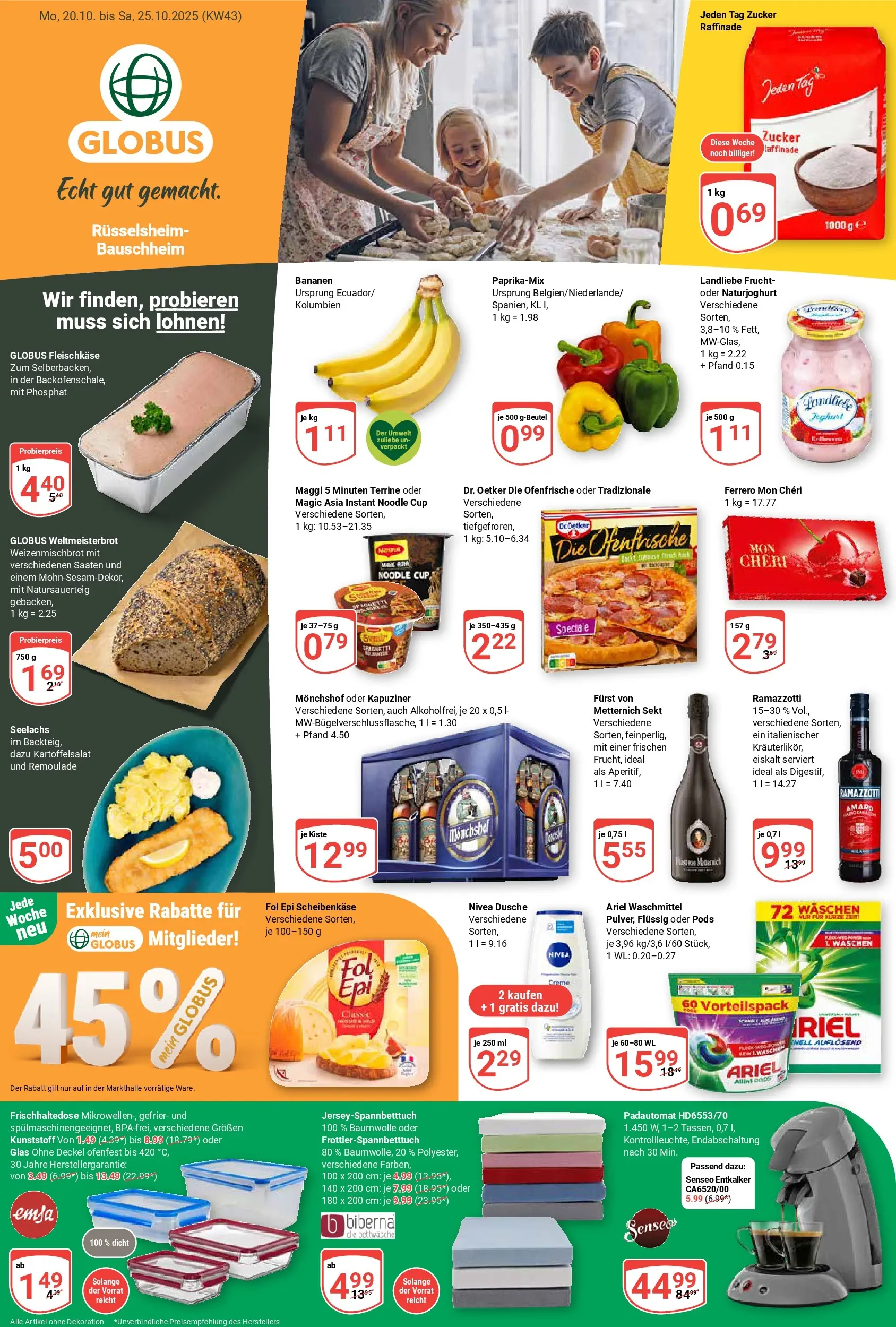 Globus prospekt Rüsselsheim	 (ab 19.10.2025) » Angebote online | Seite: 1 | Produkte: Maggi, Ariel, Bettwäsche, Bananen