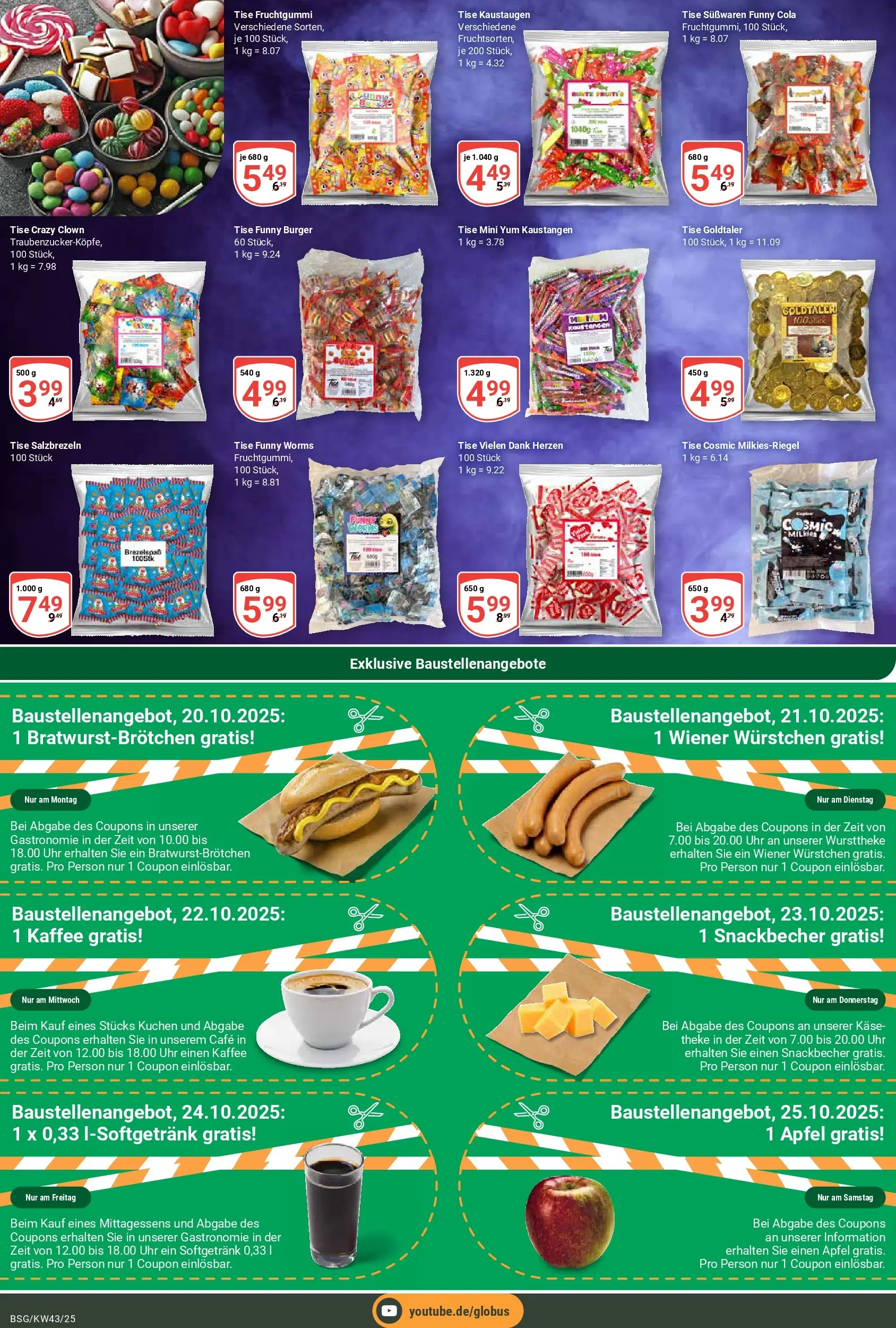 Globus prospekt Braunschweig	 (ab 19.10.2025) » Angebote online | Seite: 18 | Produkte: Wiener wurstchen, Cola, Burger, Uhr