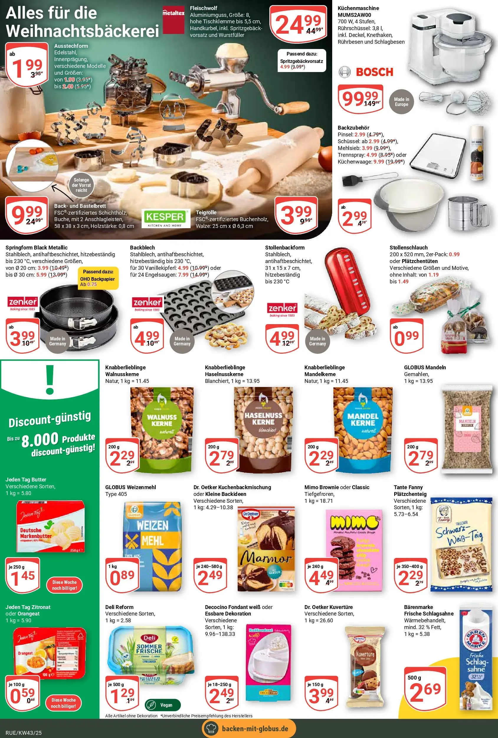 Globus prospekt Rüsselsheim	 (ab 19.10.2025) » Angebote online | Seite: 5 | Produkte: Butter, Weizenmehl, Pinsel, Sahne