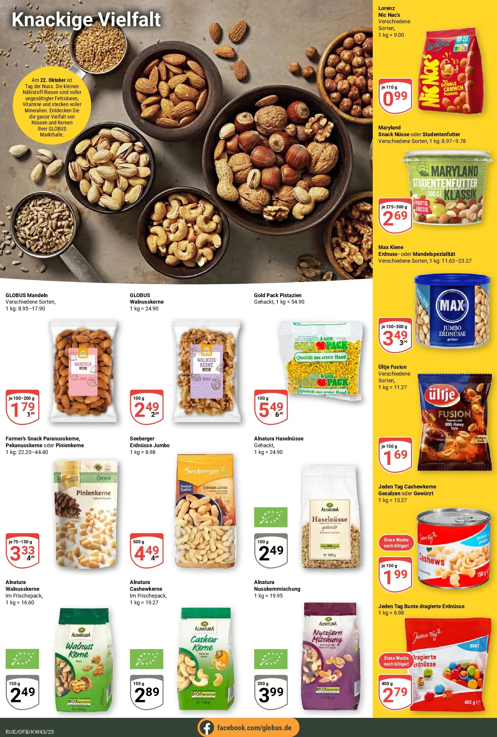 Globus prospekt Rüsselsheim	 (ab 19.10.2025) » Angebote online | Seite: 6 | Produkte: Erdnüsse, Mandeln, Pistazien, Nüsse