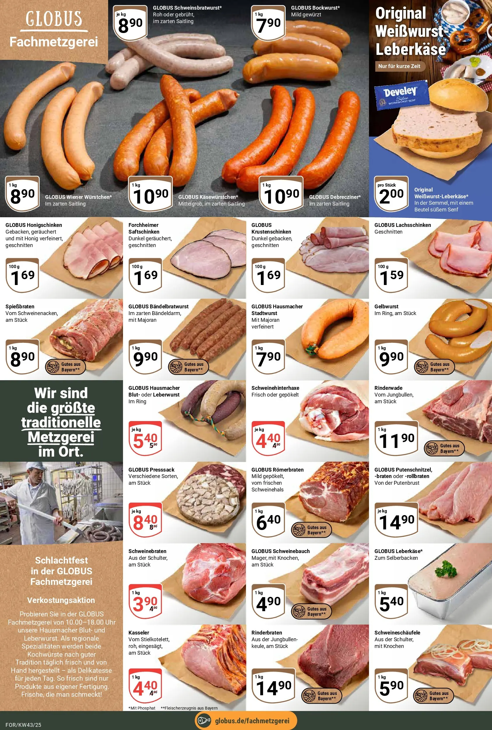 Globus prospekt Forchheim	 (ab 19.10.2025) » Angebote online | Seite: 11 | Produkte: Rinderbraten, Schweinebauch, Uhr, Leberkase