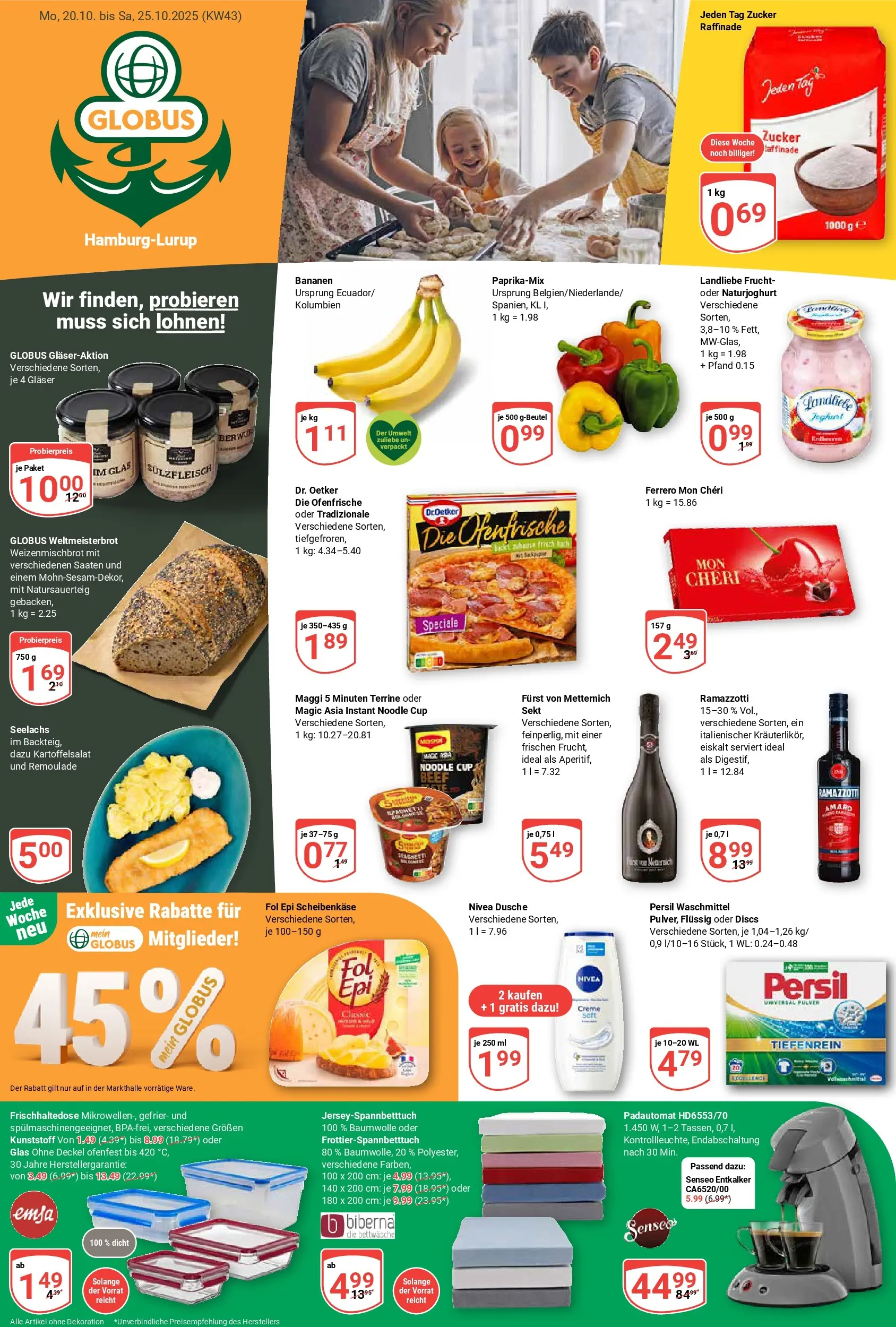 Globus prospekt Hamburg	 (ab 20.10.2025) » Angebote online | Seite: 1 | Produkte: Joghurt, Ofenfrische, Creme, Waschmittel