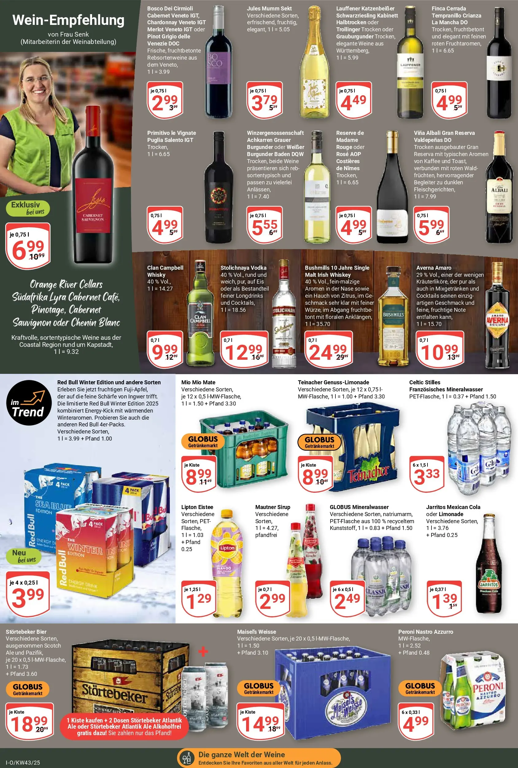 Globus prospekt Idar-Oberstein	 (ab 19.10.2025) » Angebote online | Seite: 20 | Produkte: Whisky, Bier, Sirup, Eis