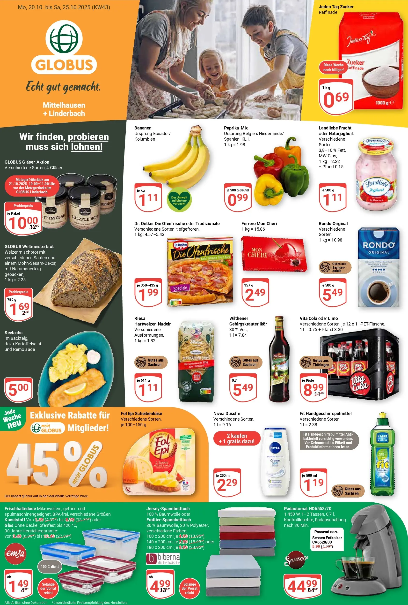 Globus prospekt Erfurt-Linderbach	 (ab 19.10.2025) » Angebote online | Seite: 1 | Produkte: Cola, Vita cola, Nudeln, Mon cheri