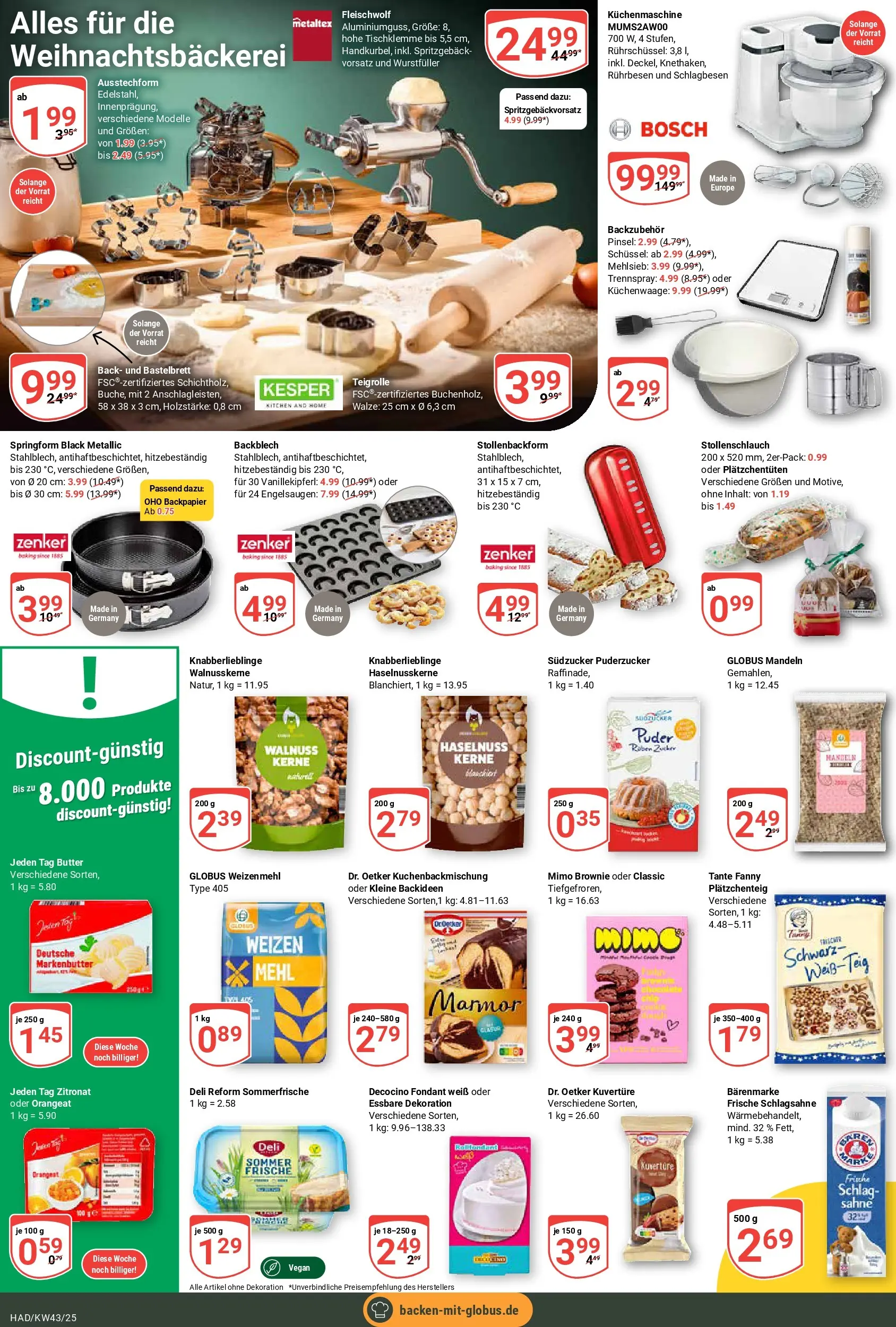 Globus prospekt Halle (saale)	 (ab 19.10.2025) » Angebote online | Seite: 5 | Produkte: Schlagsahne, Butter, Mandeln, Sahne