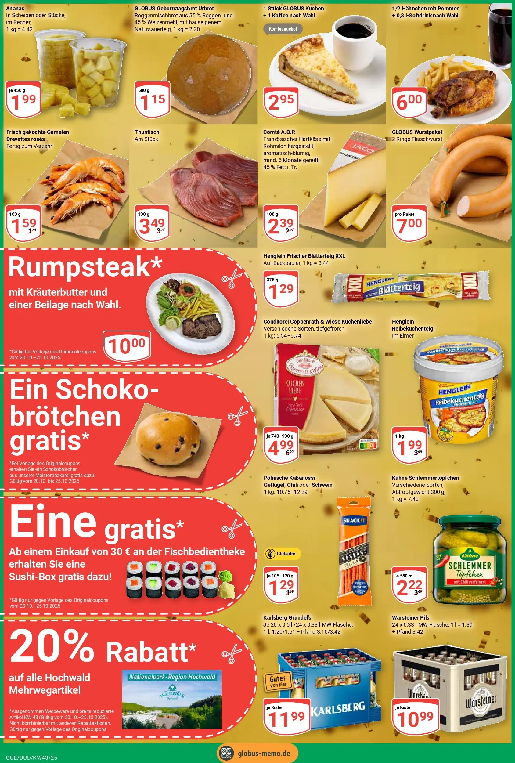 Globus prospekt Saarbrücken-Dudweiler	 (ab 19.10.2025) » Angebote online | Seite: 2 | Produkte: Hahnchen, Kaffee, Pils, Ananas