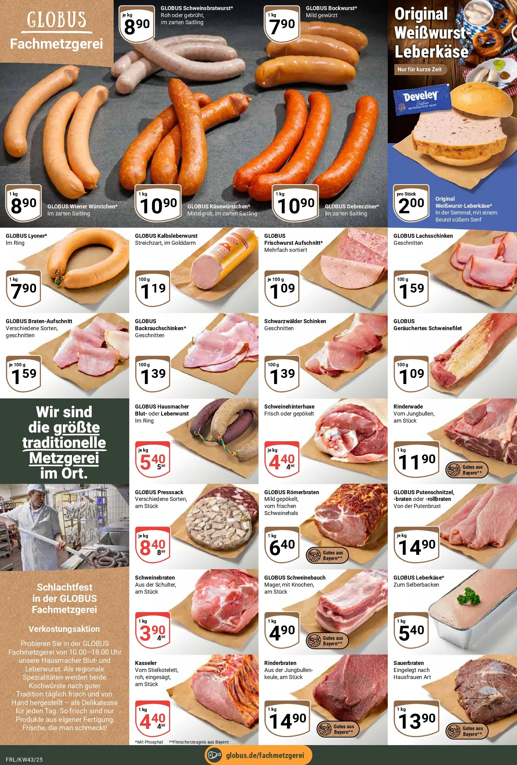 Globus prospekt Freilassing	 (ab 19.10.2025) » Angebote online | Seite: 11 | Produkte: Rinderbraten, Weißwurst, Uhr, Leberkase