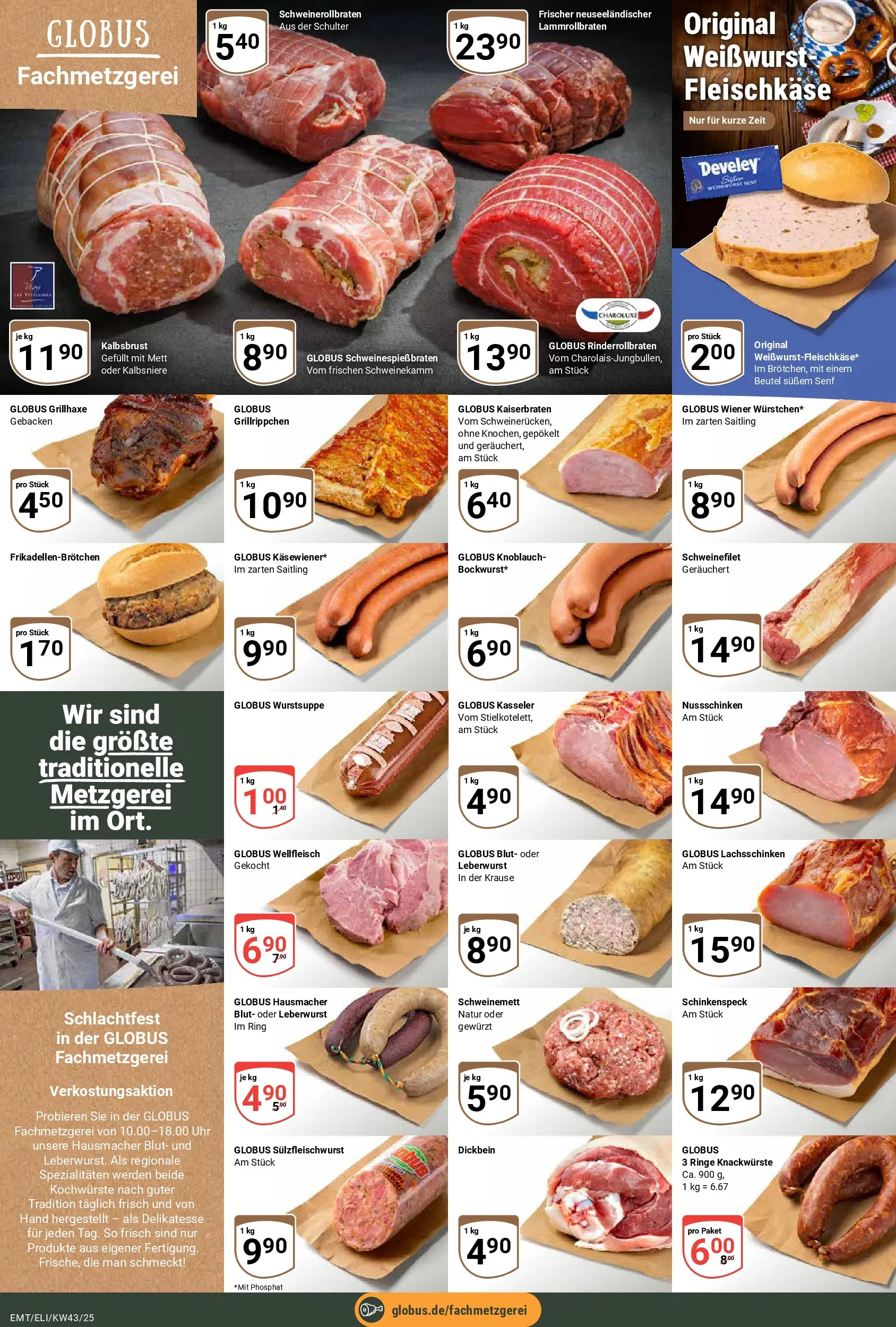 Globus prospekt Erfurt-Linderbach	 (ab 19.10.2025) » Angebote online | Seite: 10 | Produkte: Weißwurst, Schweinefilet, Knoblauch, Uhr