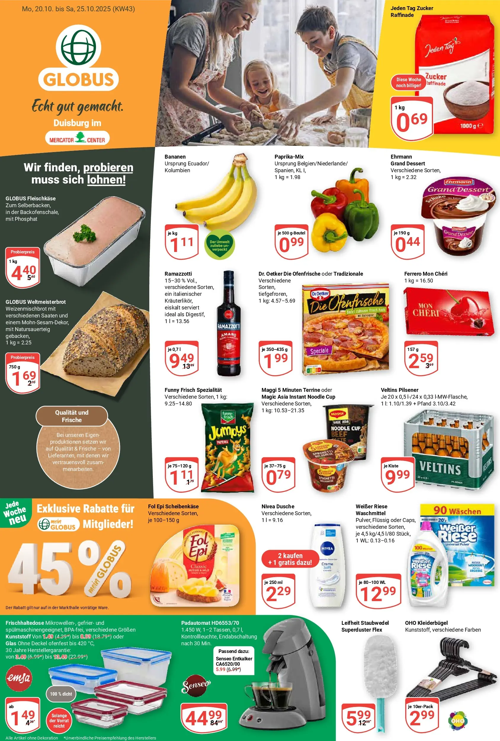 Globus prospekt Duisburg	 (ab 19.10.2025) » Angebote online | Seite: 1 | Produkte: Creme, Waschmittel, Veltins, Maggi 5 minuten terrine