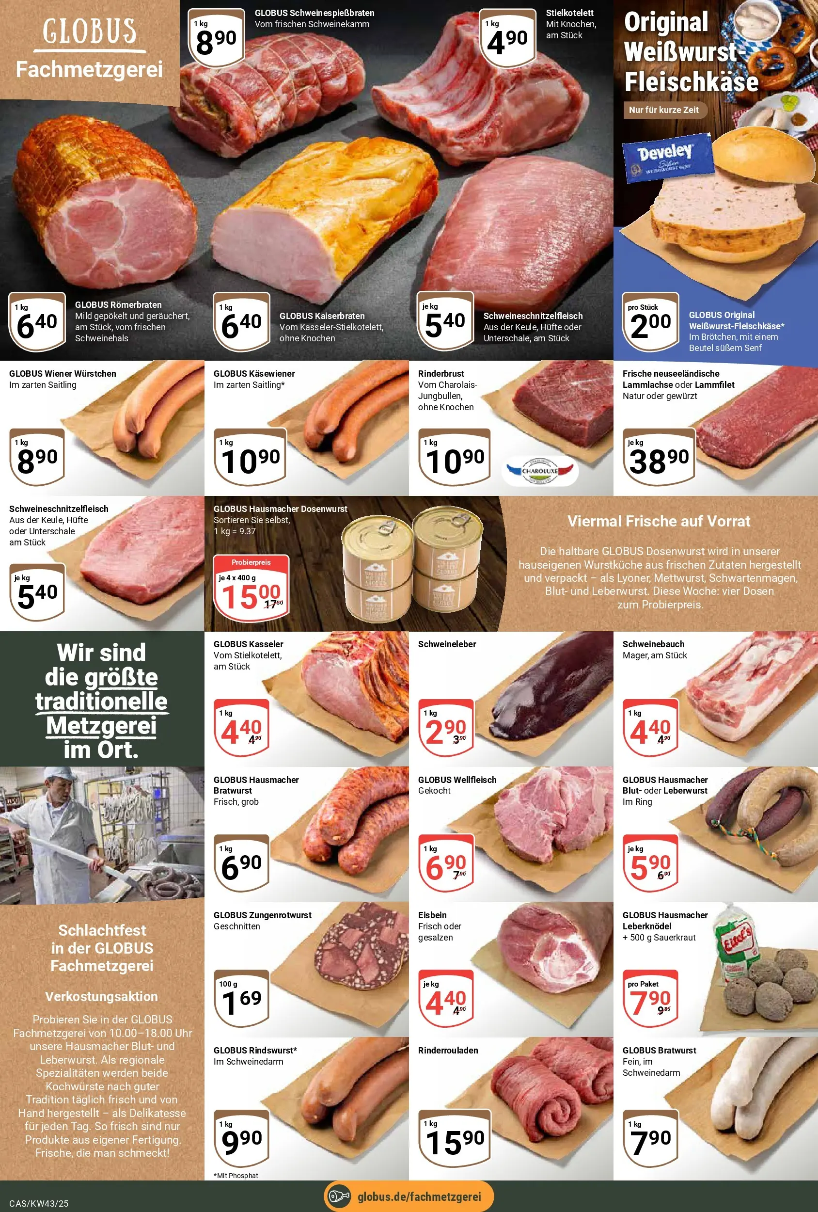 Globus prospekt Castrop-Rauxel	 (ab 19.10.2025) » Angebote online | Seite: 8 | Produkte: Wiener wurstchen, Schweinebauch, Bratwurst, Weißwurst