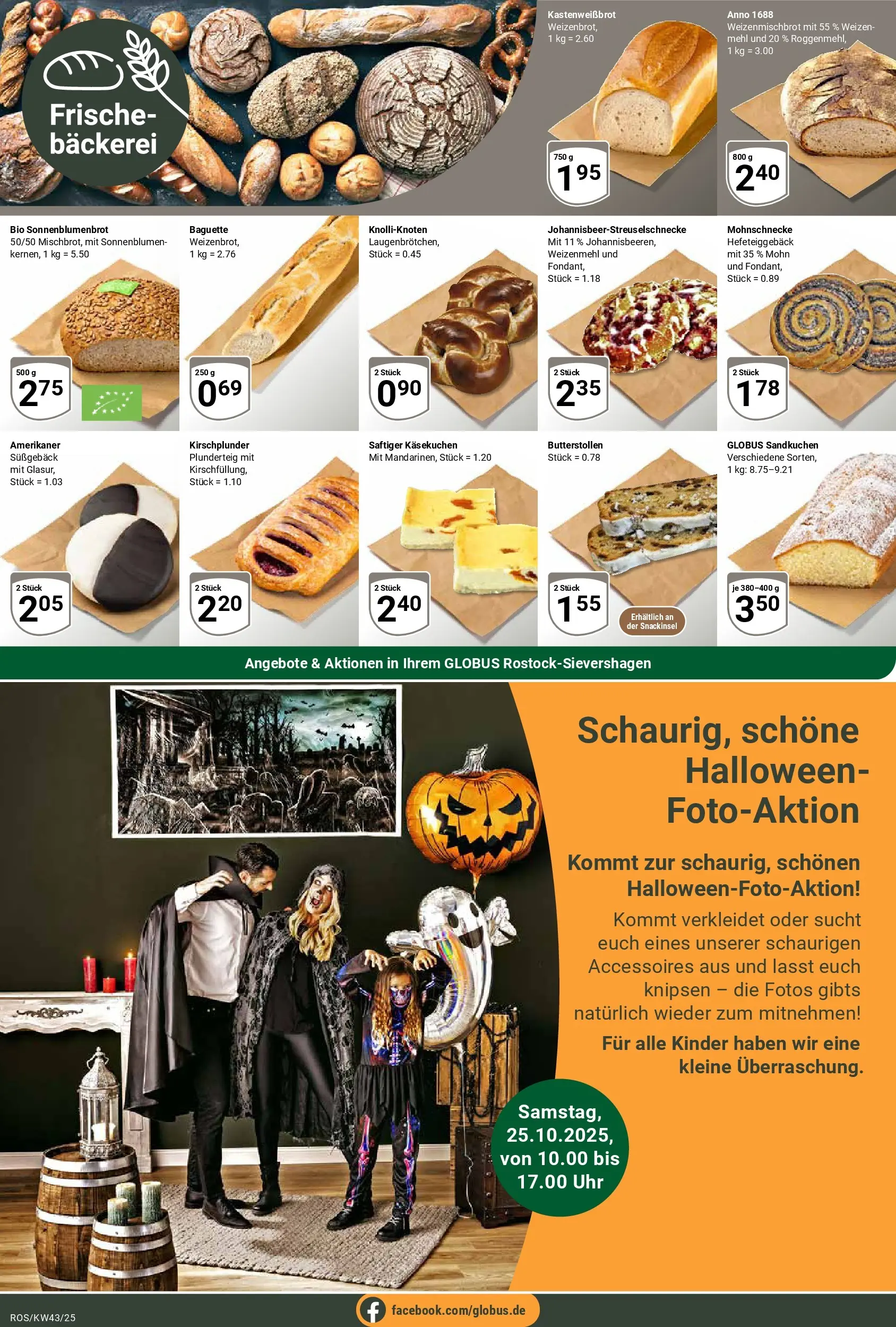 Globus prospekt Lambrechtshagen	 (ab 19.10.2025) » Angebote online | Seite: 9 | Produkte: Bäckerei, Mehl, Baguette, Uhr