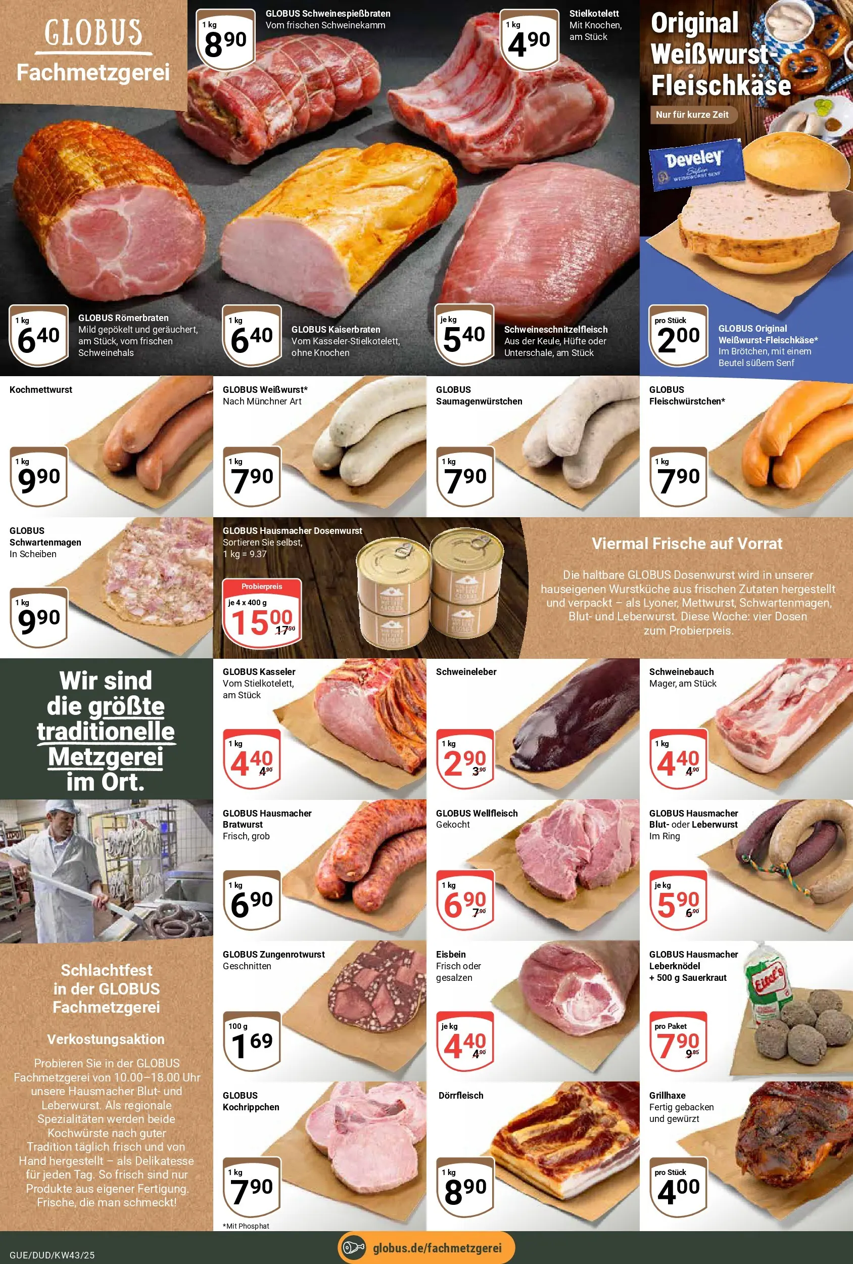 Globus prospekt Saarbrücken-Dudweiler	 (ab 19.10.2025) » Angebote online | Seite: 12 | Produkte: Schweinebauch, Bratwurst, Weißwurst, Uhr