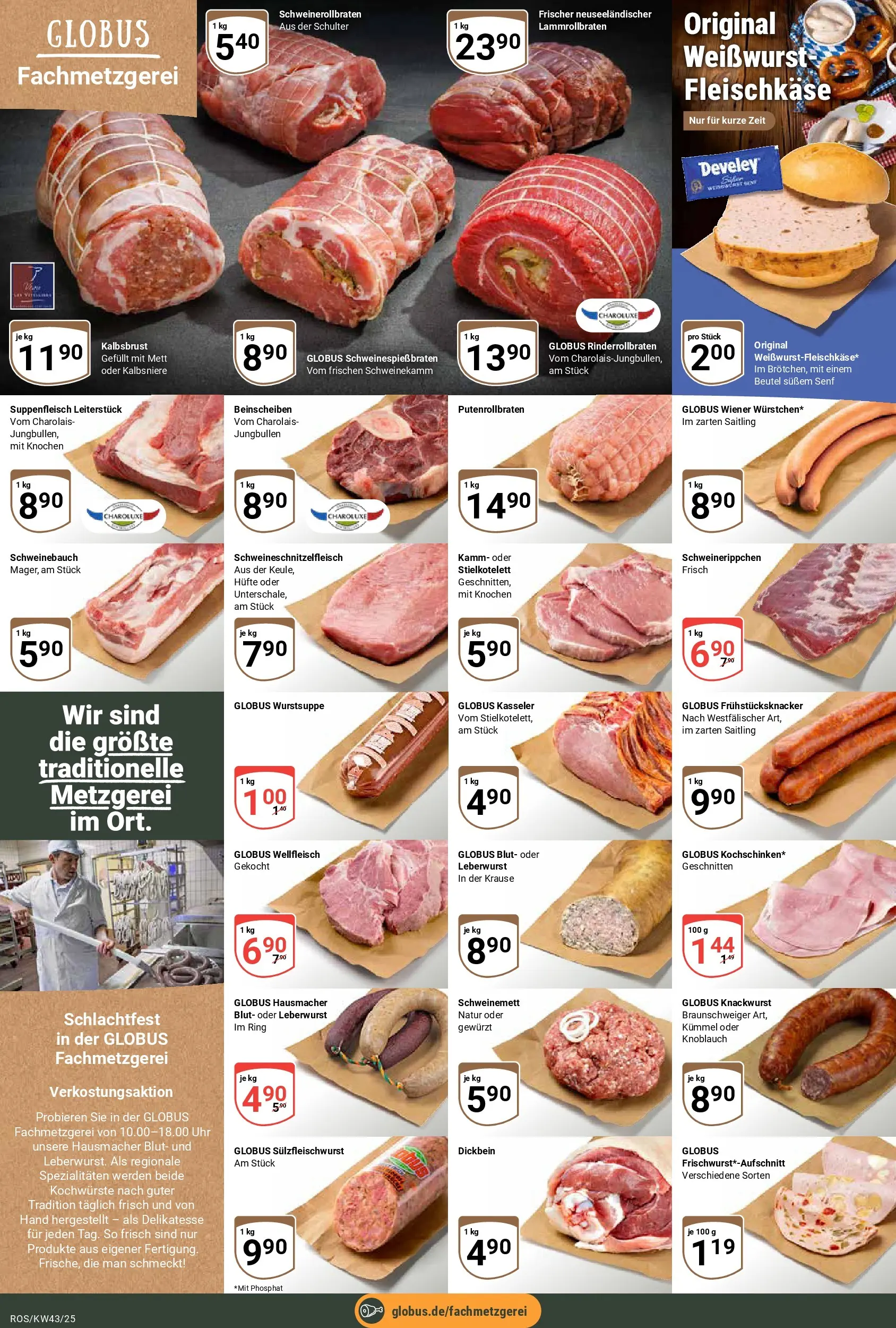 Globus prospekt Lambrechtshagen	 (ab 19.10.2025) » Angebote online | Seite: 10 | Produkte: Schweinebauch, Weißwurst, Suppenfleisch, Uhr