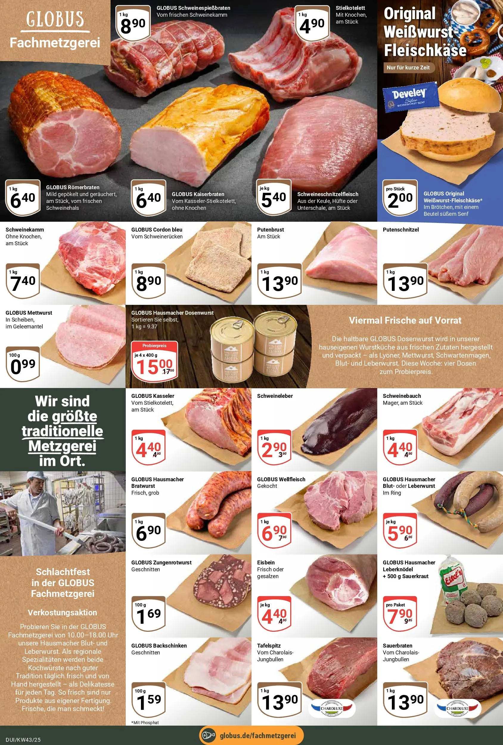 Globus prospekt Duisburg	 (ab 19.10.2025) » Angebote online | Seite: 8 | Produkte: Tafelspitz, Bratwurst, Schweinerucken, Uhr