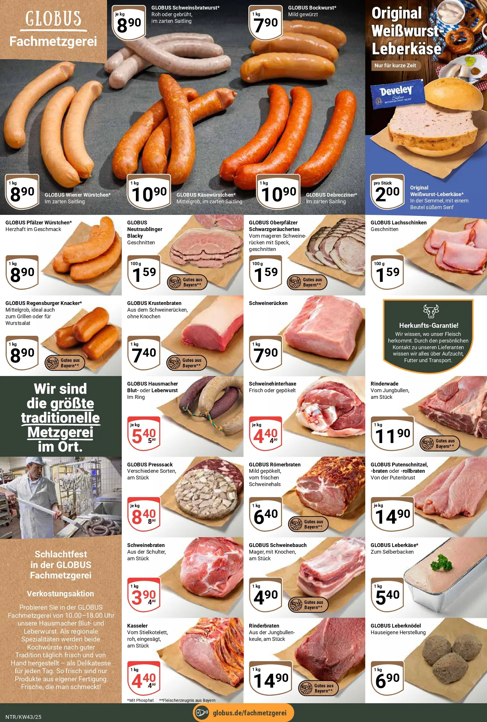 Globus prospekt Neutraubling	 (ab 19.10.2025) » Angebote online | Seite: 11 | Produkte: Rinderbraten, Krustenbraten, Fleisch, Leberkase