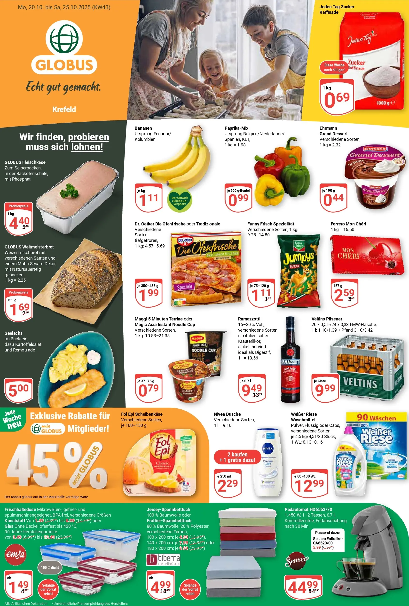 Globus prospekt Krefeld	 (ab 19.10.2025) » Angebote online | Seite: 1 | Produkte: Bananen, Ofenfrische, Veltins, Maggi 5 minuten terrine