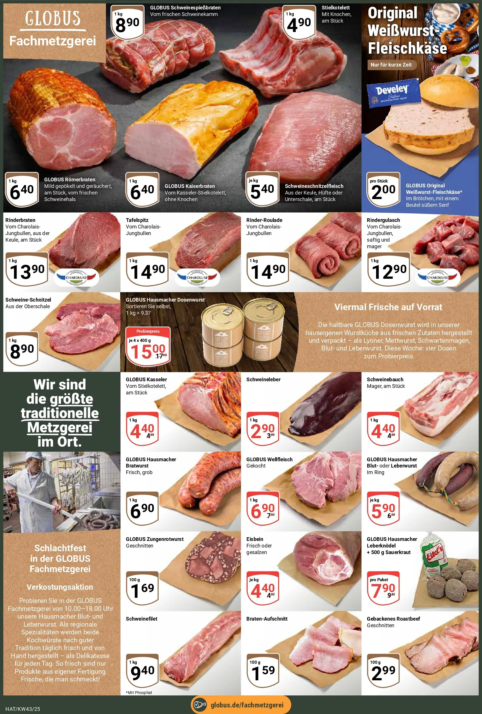 Globus prospekt Hattersheim	 (ab 19.10.2025) » Angebote online | Seite: 2 | Produkte: Rinderbraten, Weißwurst, Roastbeef, Uhr