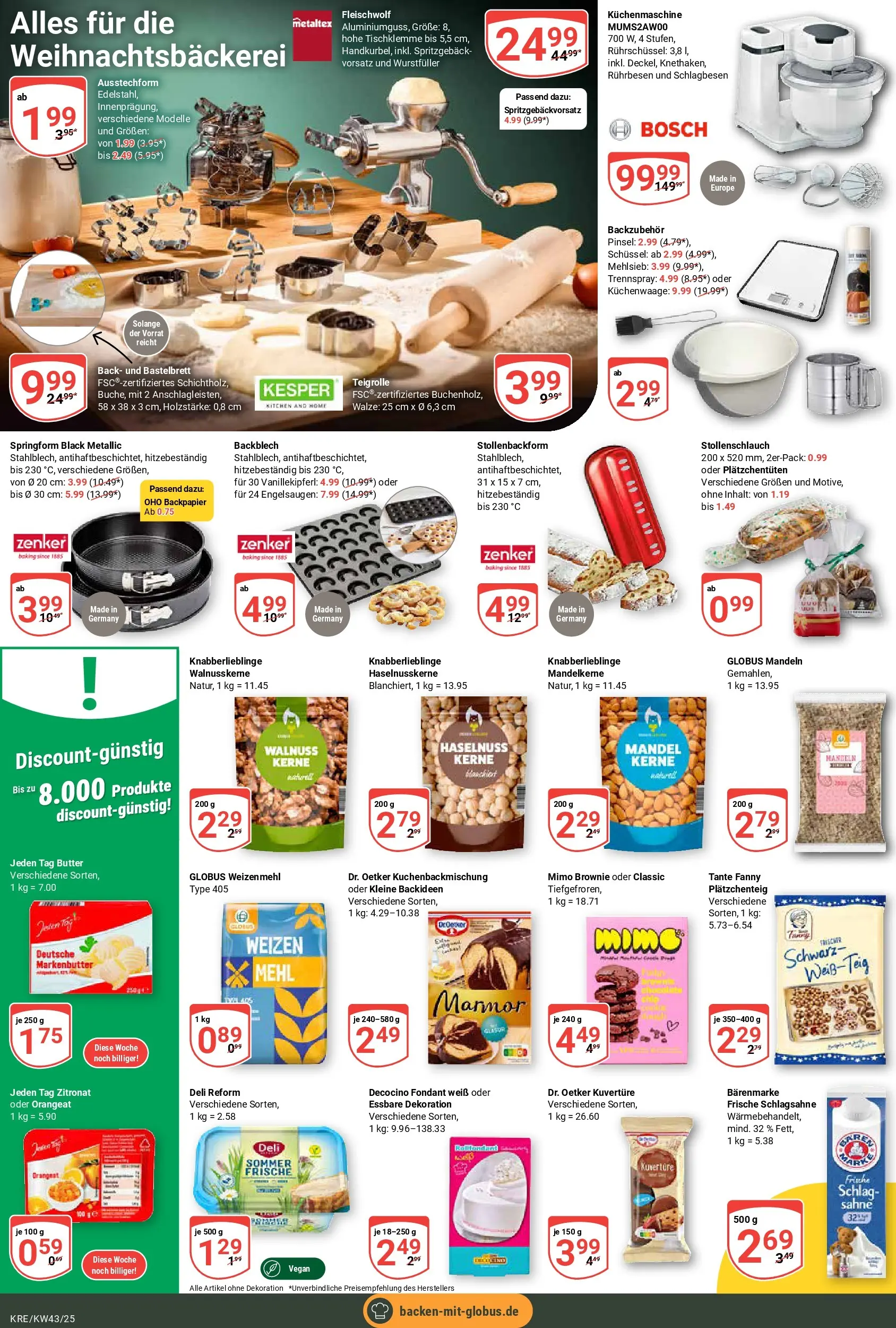Globus prospekt Krefeld	 (ab 19.10.2025) » Angebote online | Seite: 5 | Produkte: Schlagsahne, Pinsel, Mandeln, Deli reform